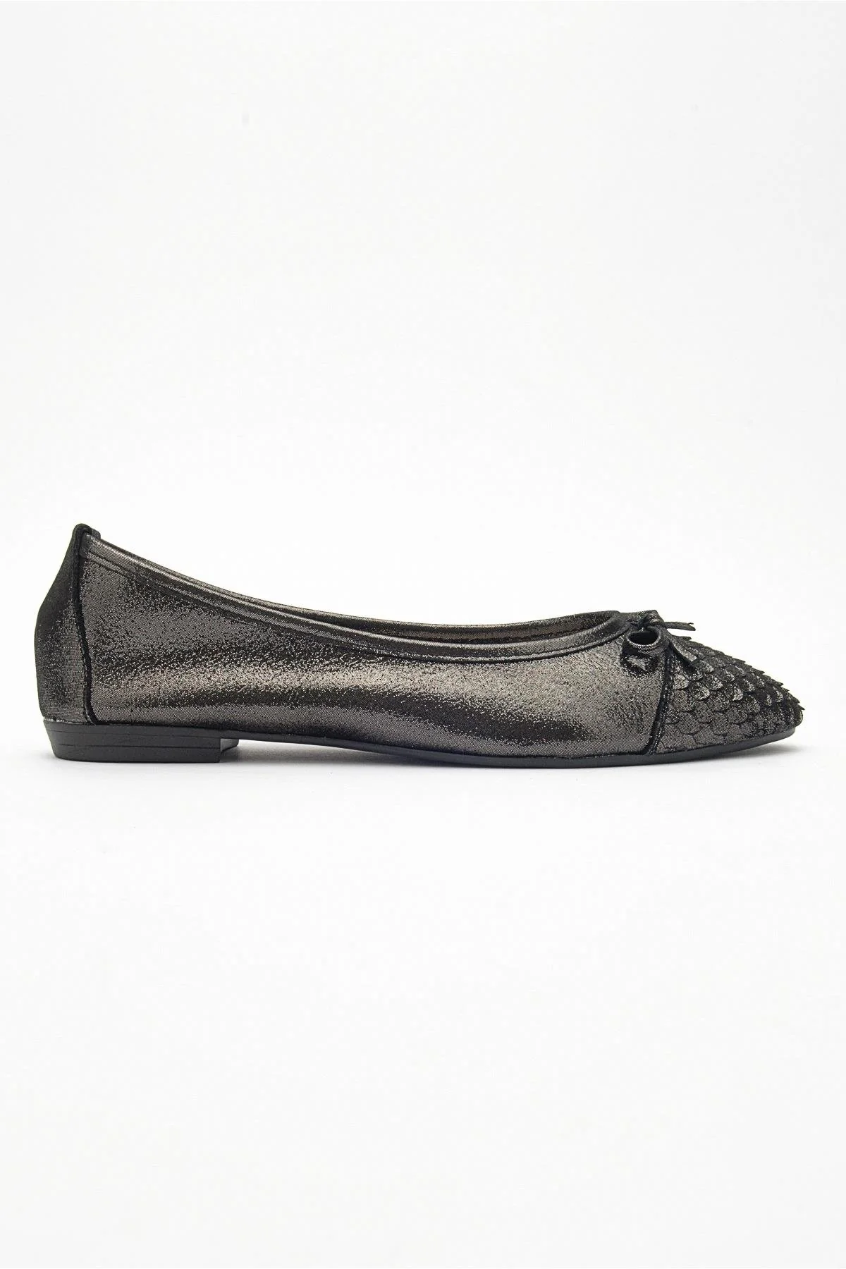 02 - Black Glitter Genuine Leather Ballet Flat (Women) - Image 6