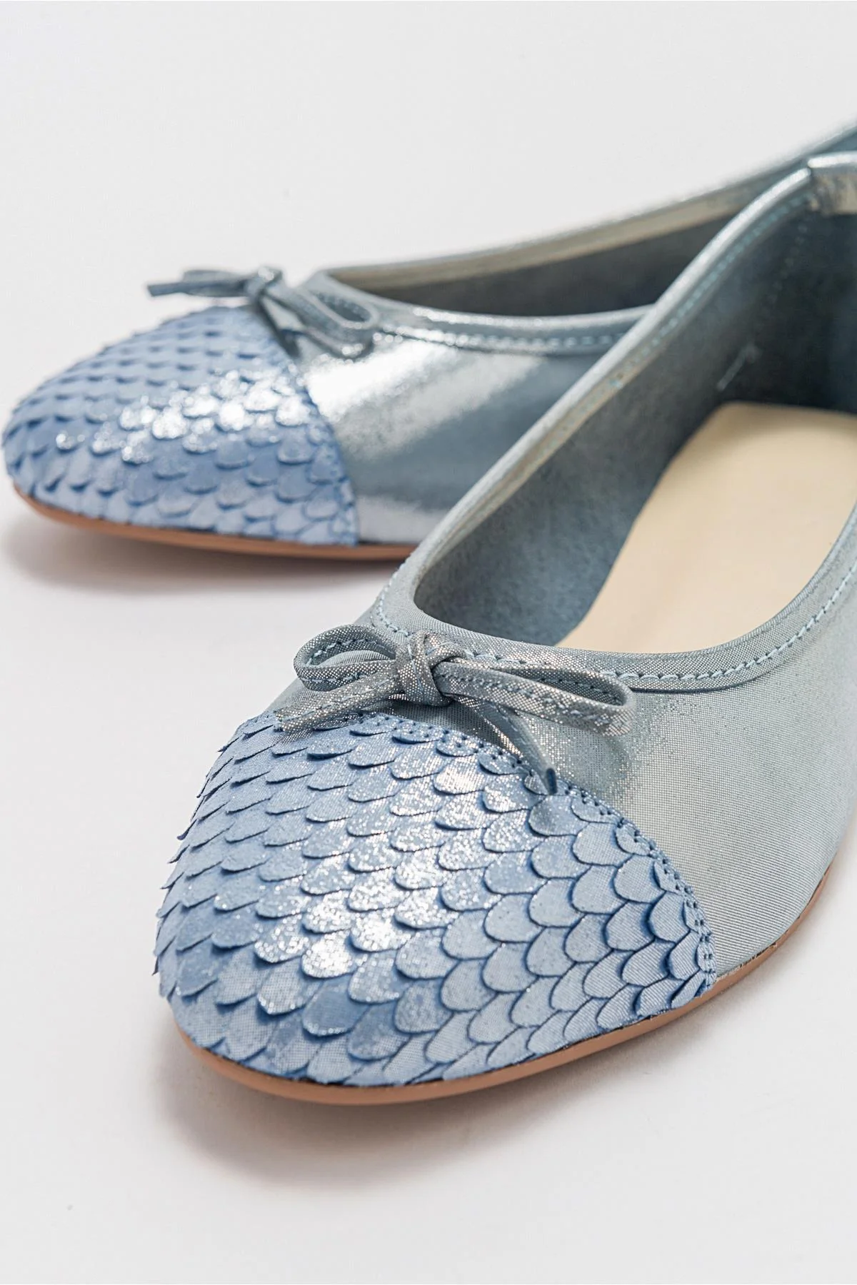 02 - Blue Glitter Genuine Leather Ballet Flat (Women) - Image 2