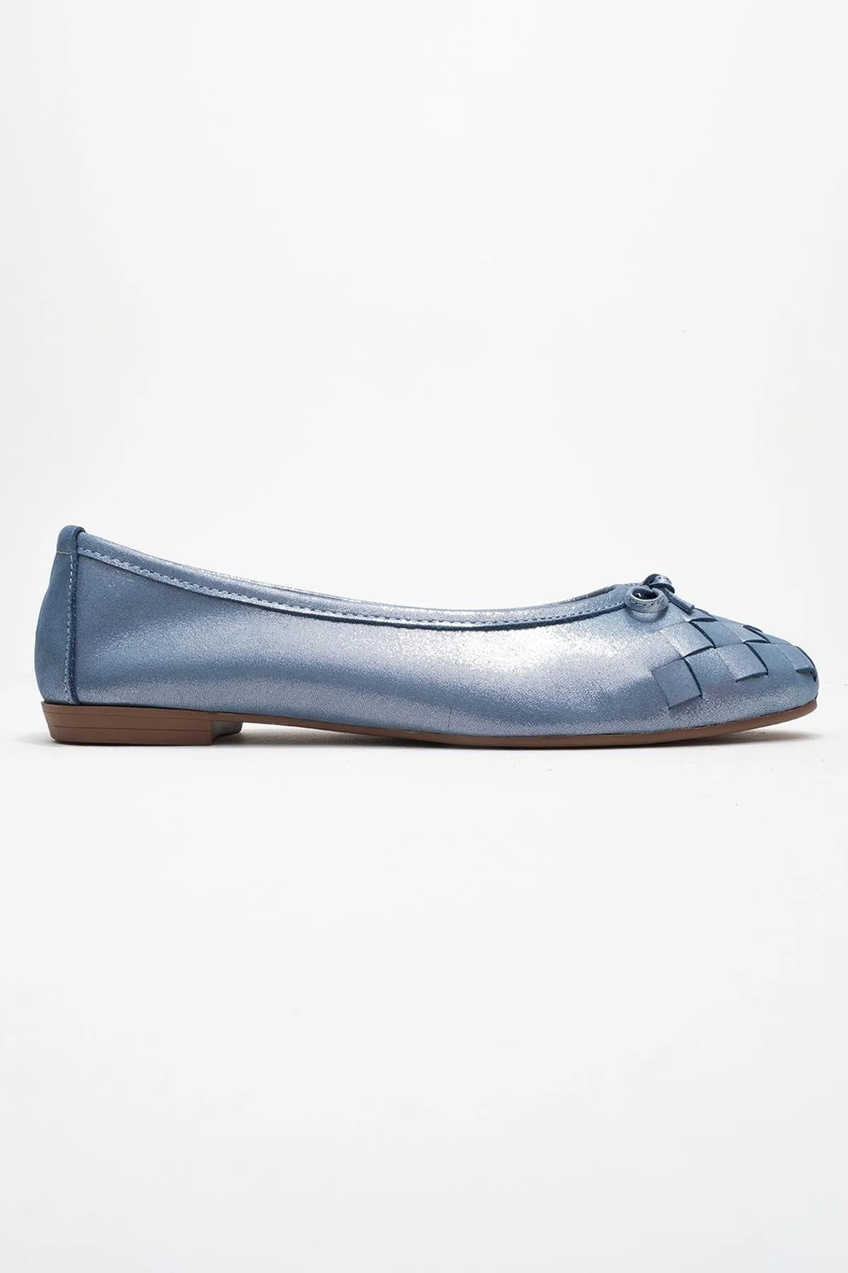 03 - Metallic Blue Genuine Leather Ballet Flat (Women) - Image 6