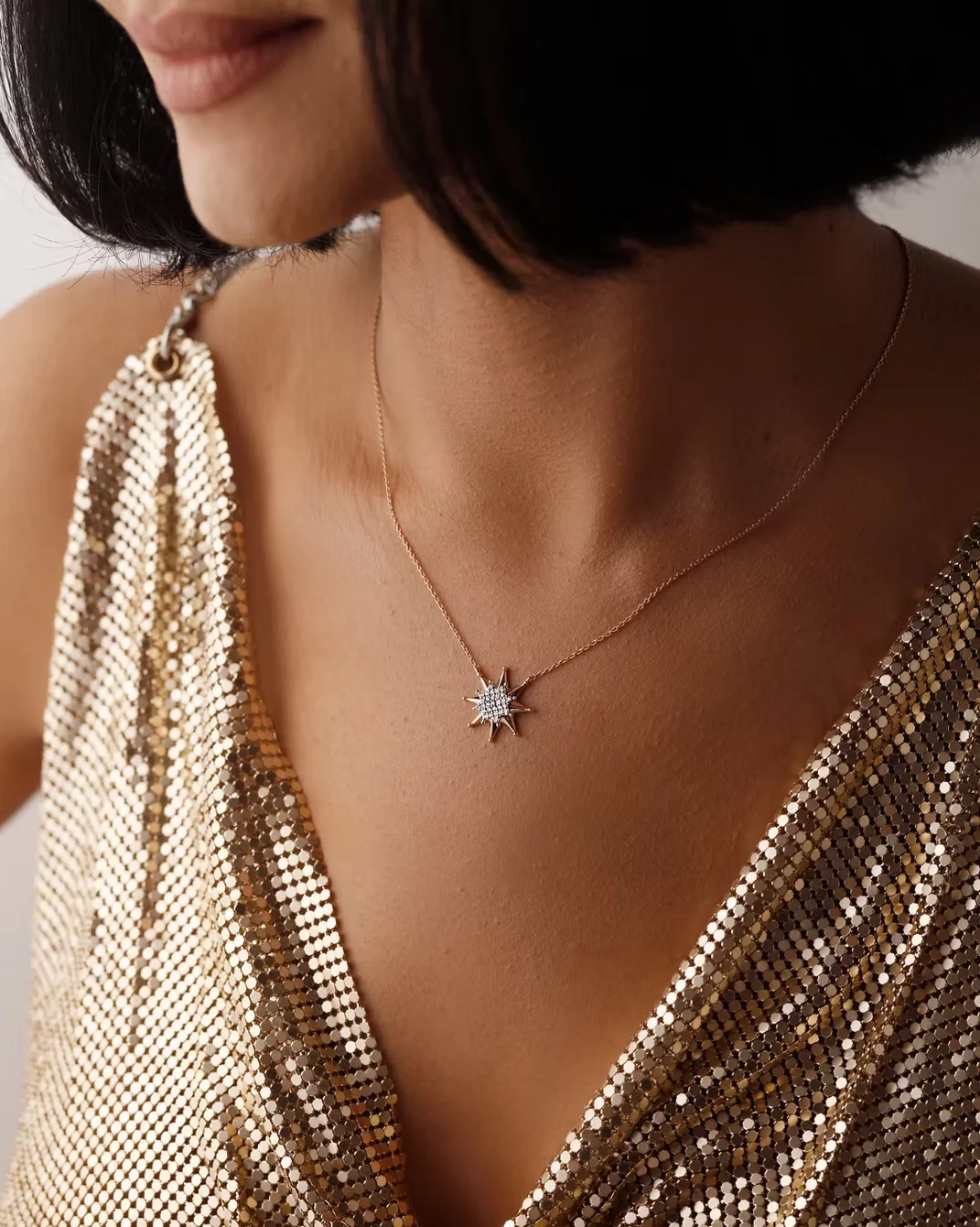 Elivara 14K Gold Round Cut Diamond Necklace – 0.19 Ct Natural Diamond - Image 2