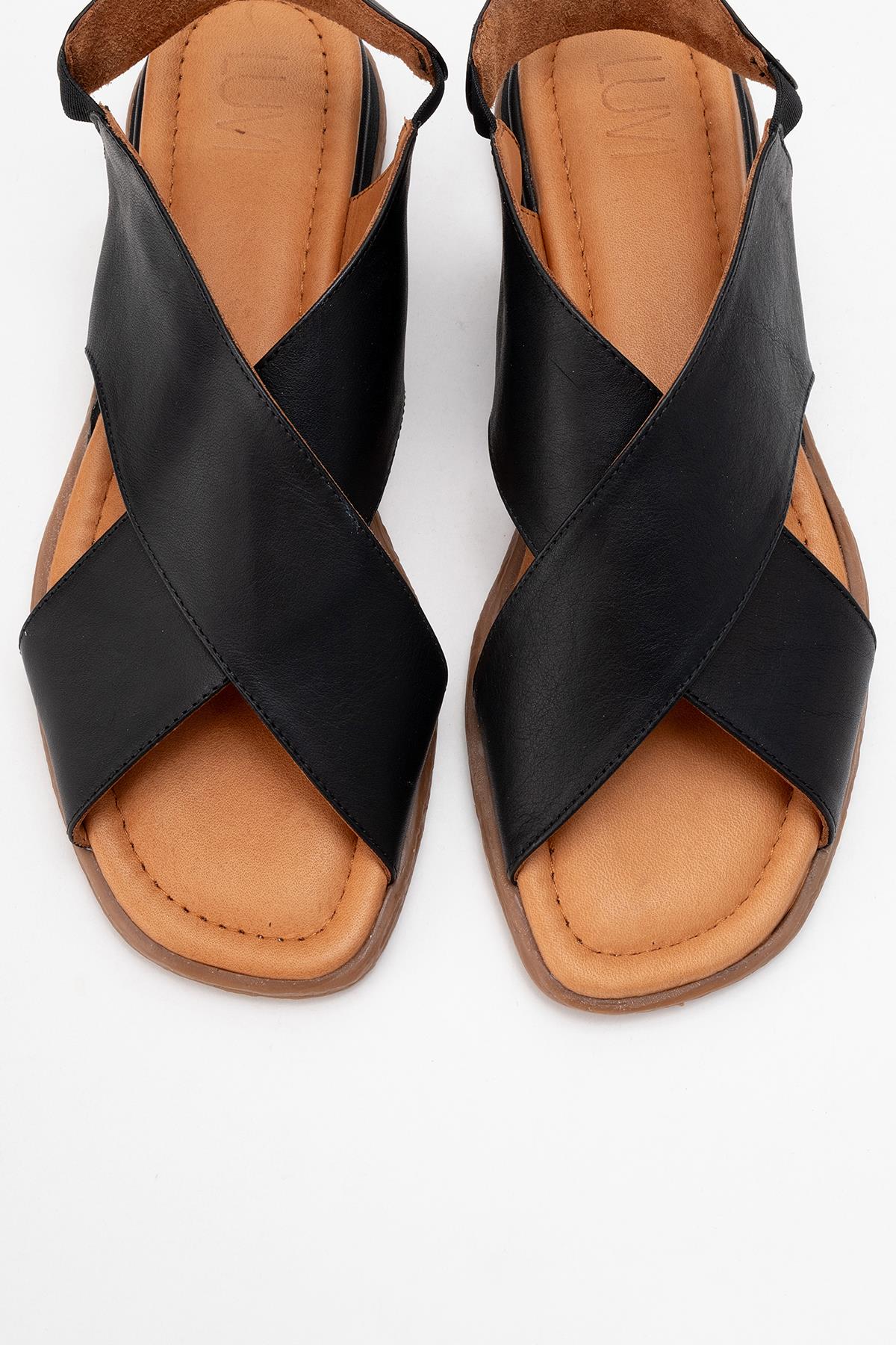 706 - Black Leather Thong Sandals (Women) - Image 2