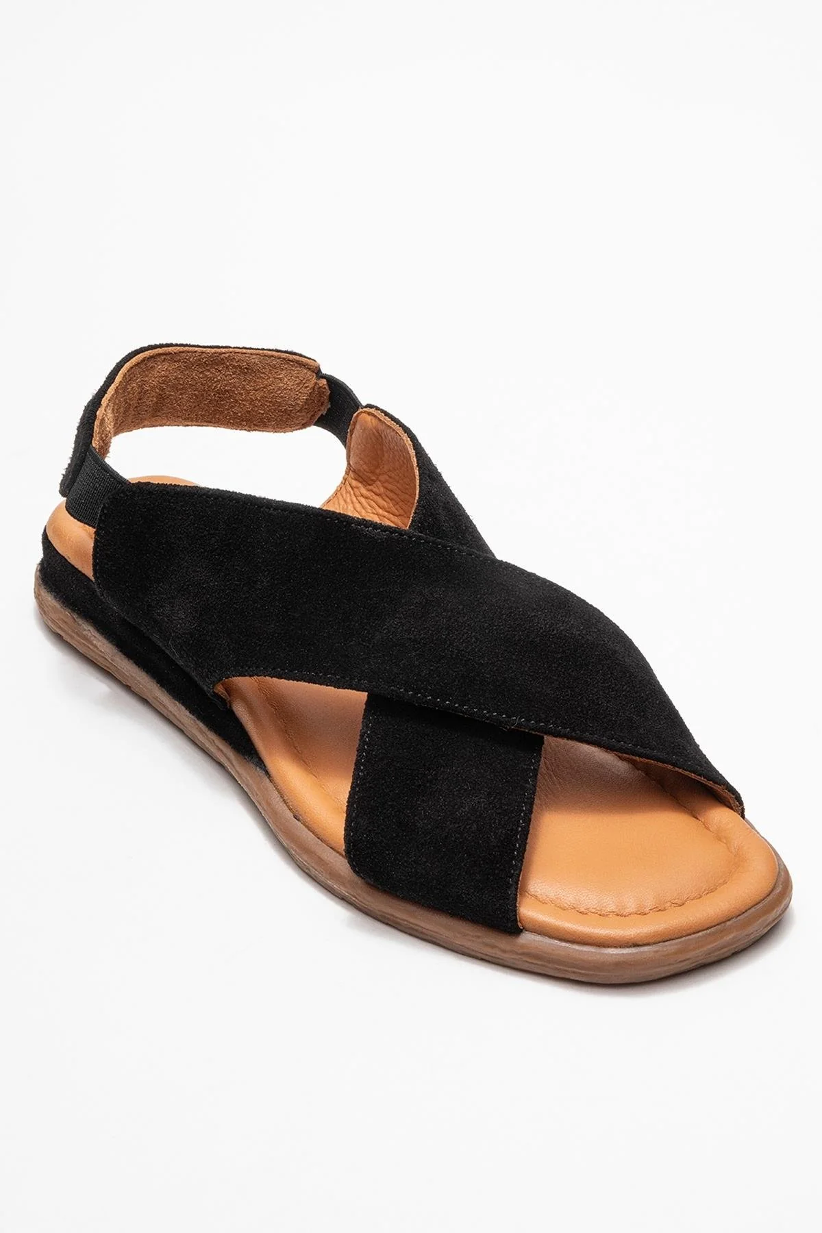 706 - Black Suede Genuine Leather Sandal (Women) - Image 3