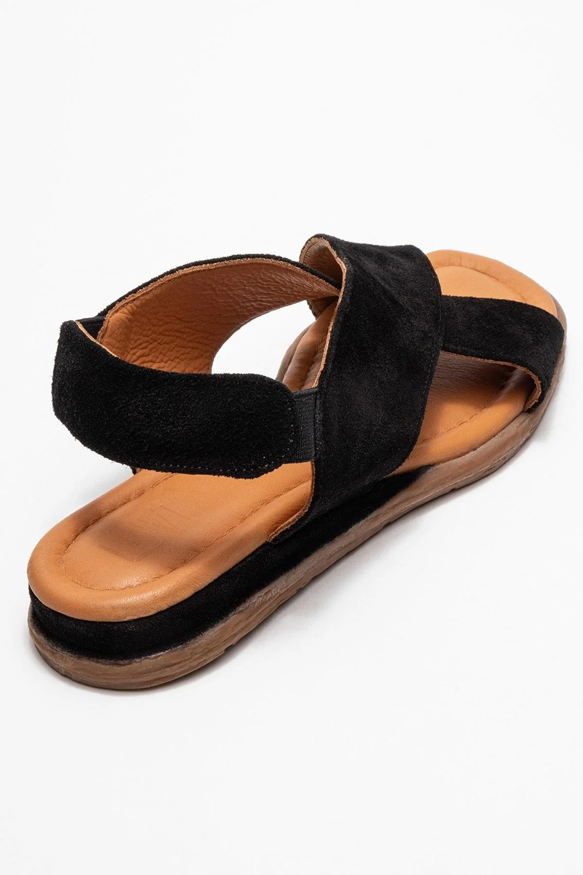 706 - Black Suede Genuine Leather Sandal (Women) - Image 5
