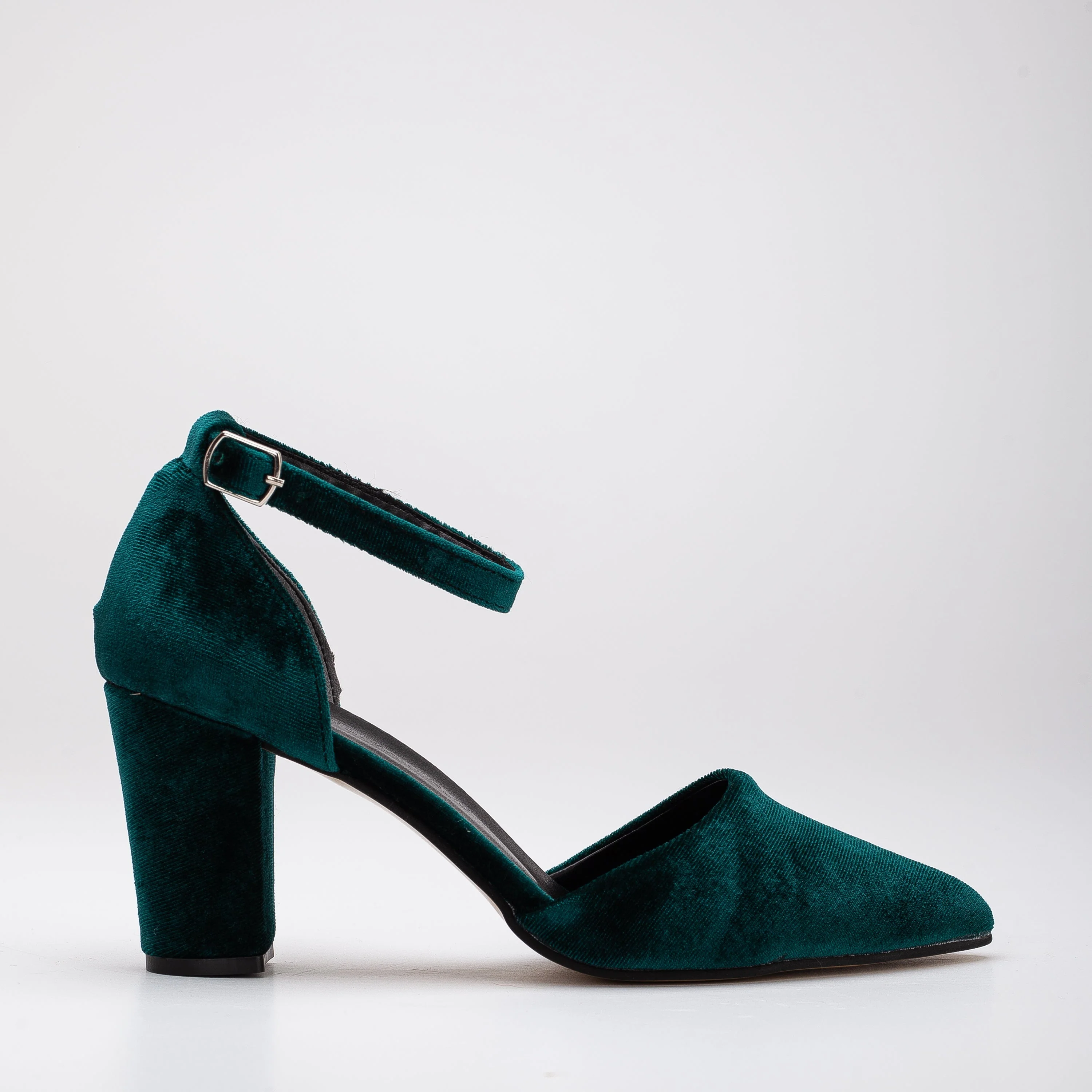 Agnes - Emerald Green Velvet Pearl Heels - Image 6