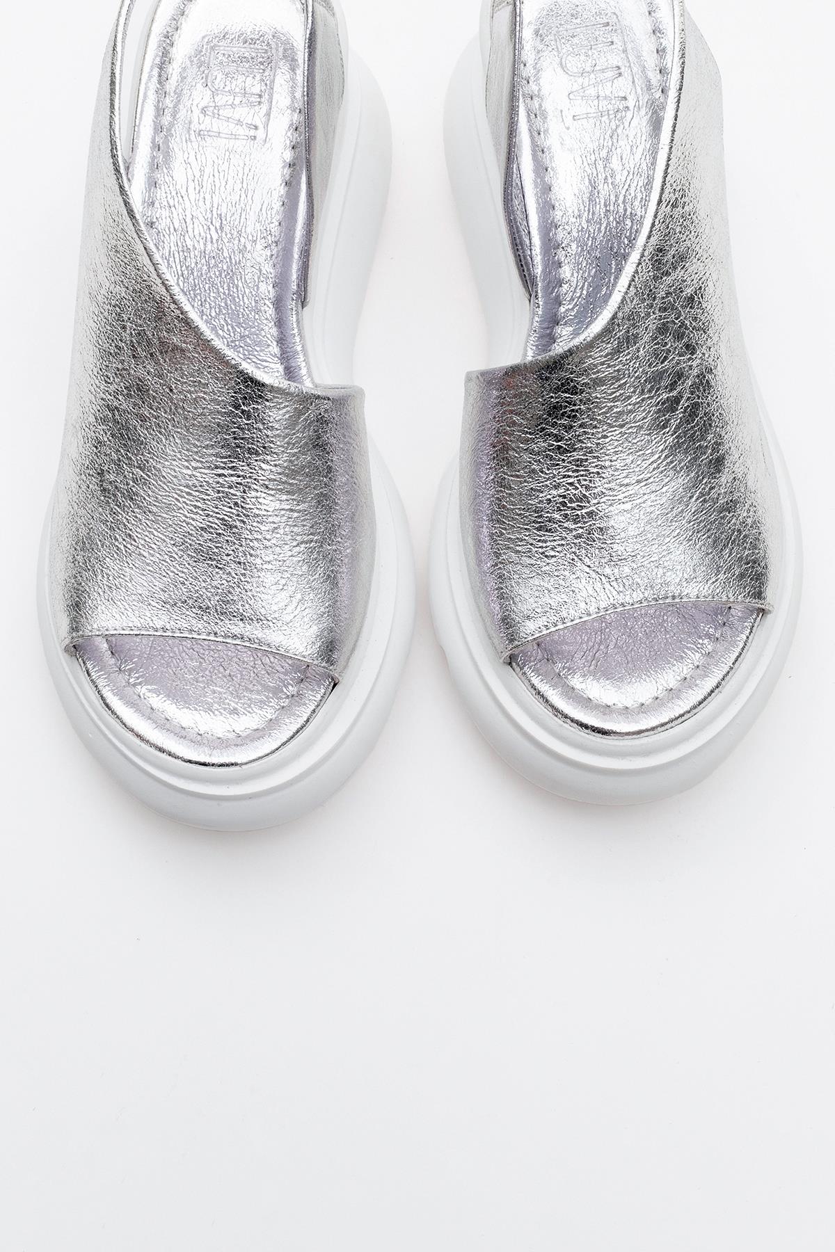 Agusto - Silver Leather Platform Sandal (Women) - Image 2