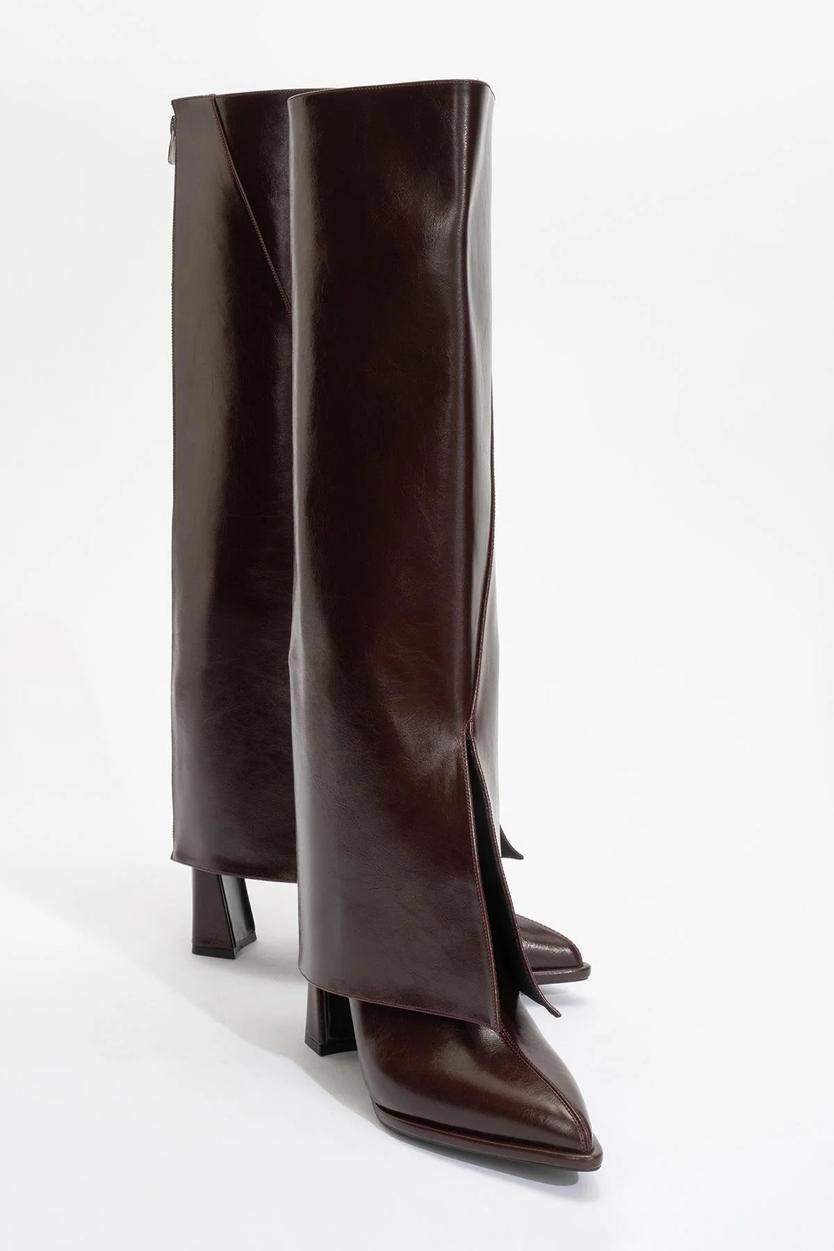 Aja - Burgundy Block Heel Convertible Knee-High Boot (Women) - Image 2