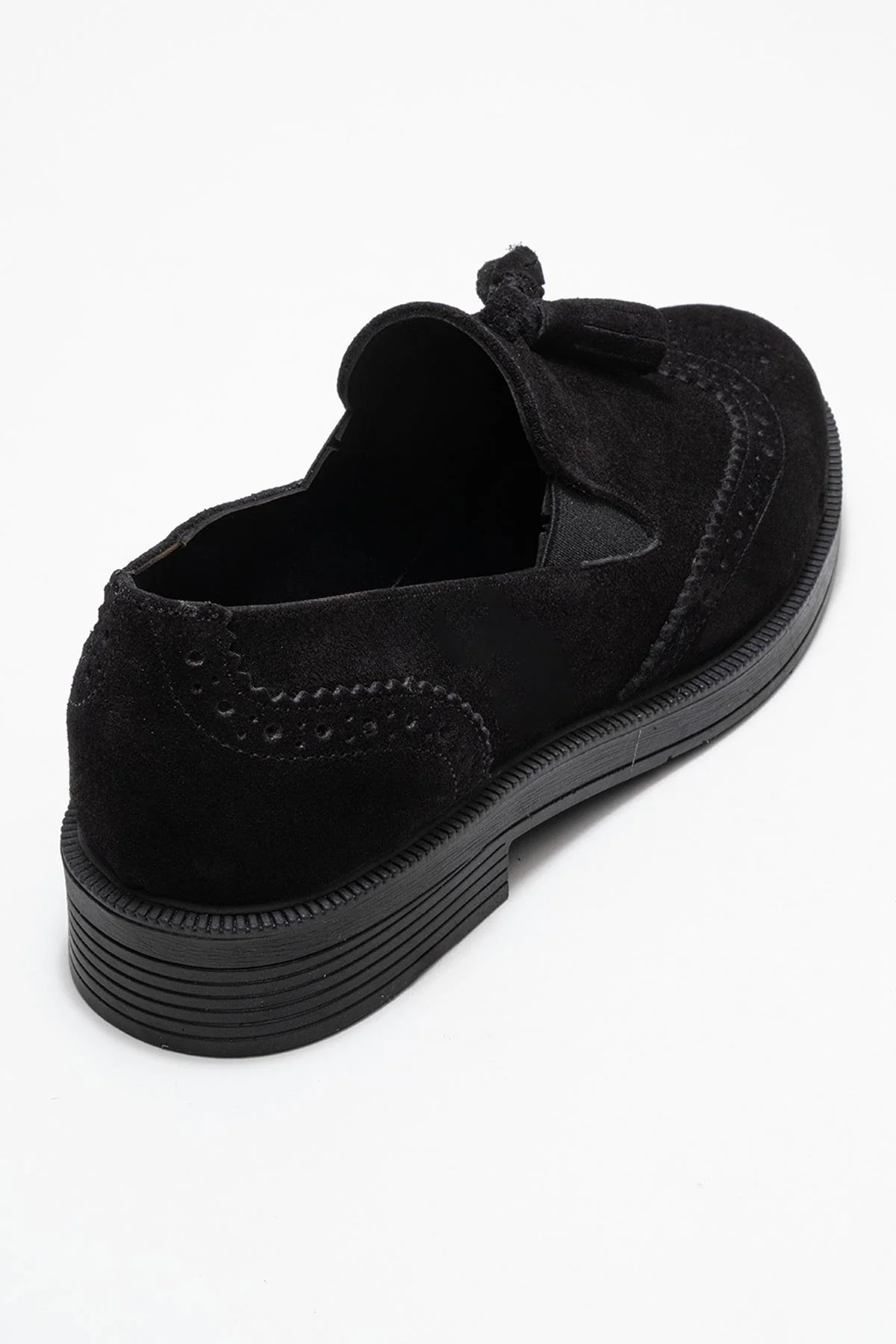 Alex - Black Suede Genuine Leather Tassel Loafer (Women) - Image 5