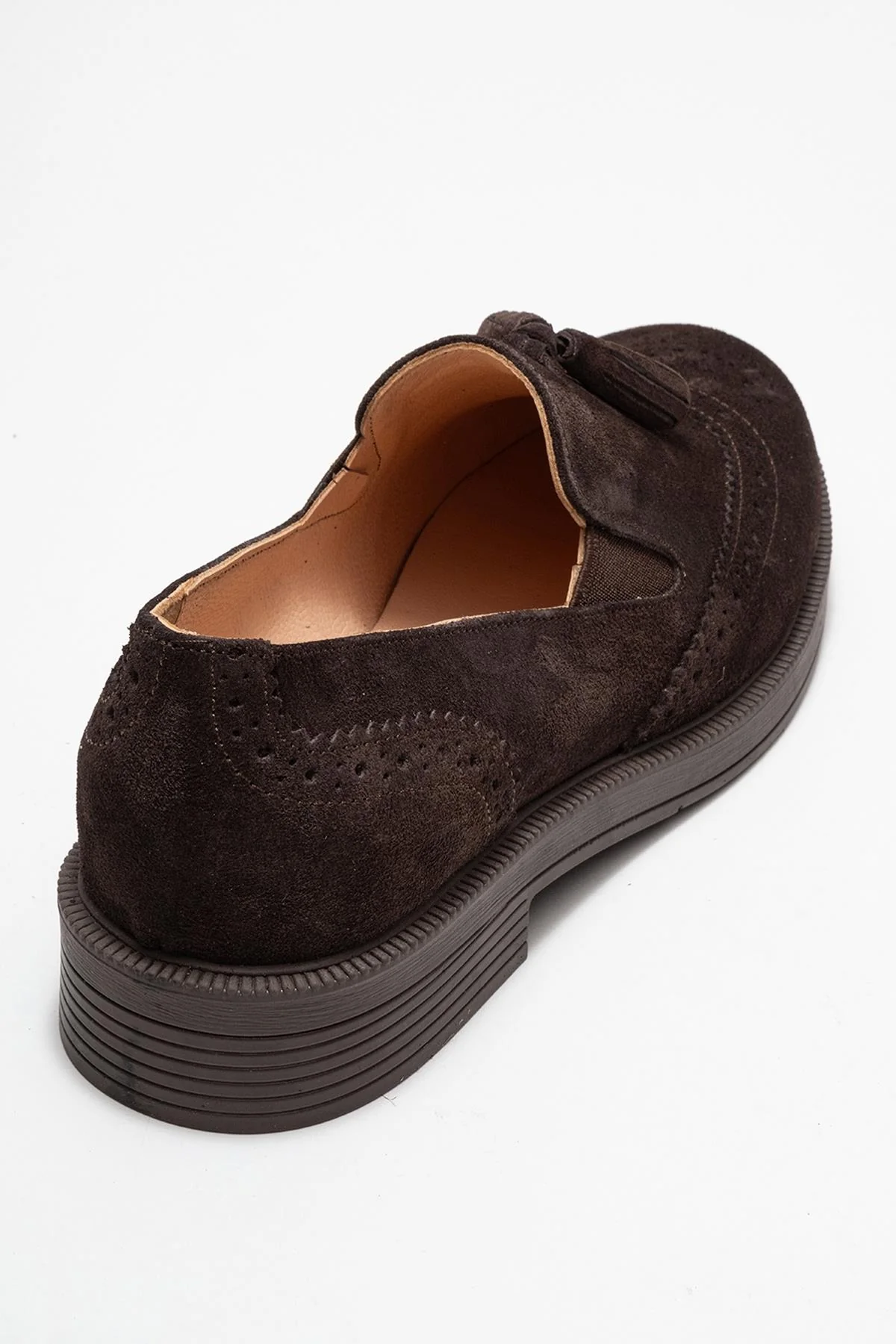 Alex - Brown Suede Genuine Leather Tassel Elastic Loafer (Women) - Image 5
