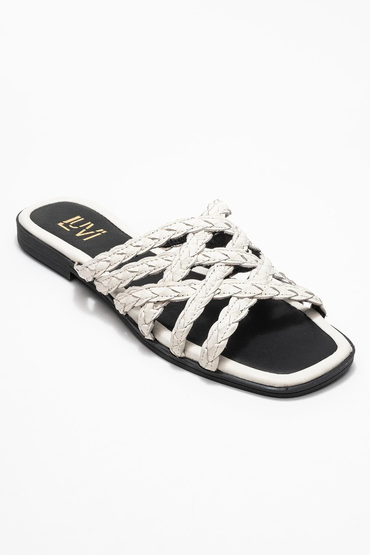 Alisha Light Beige Leather Slide Sandal (Women) - Image 3