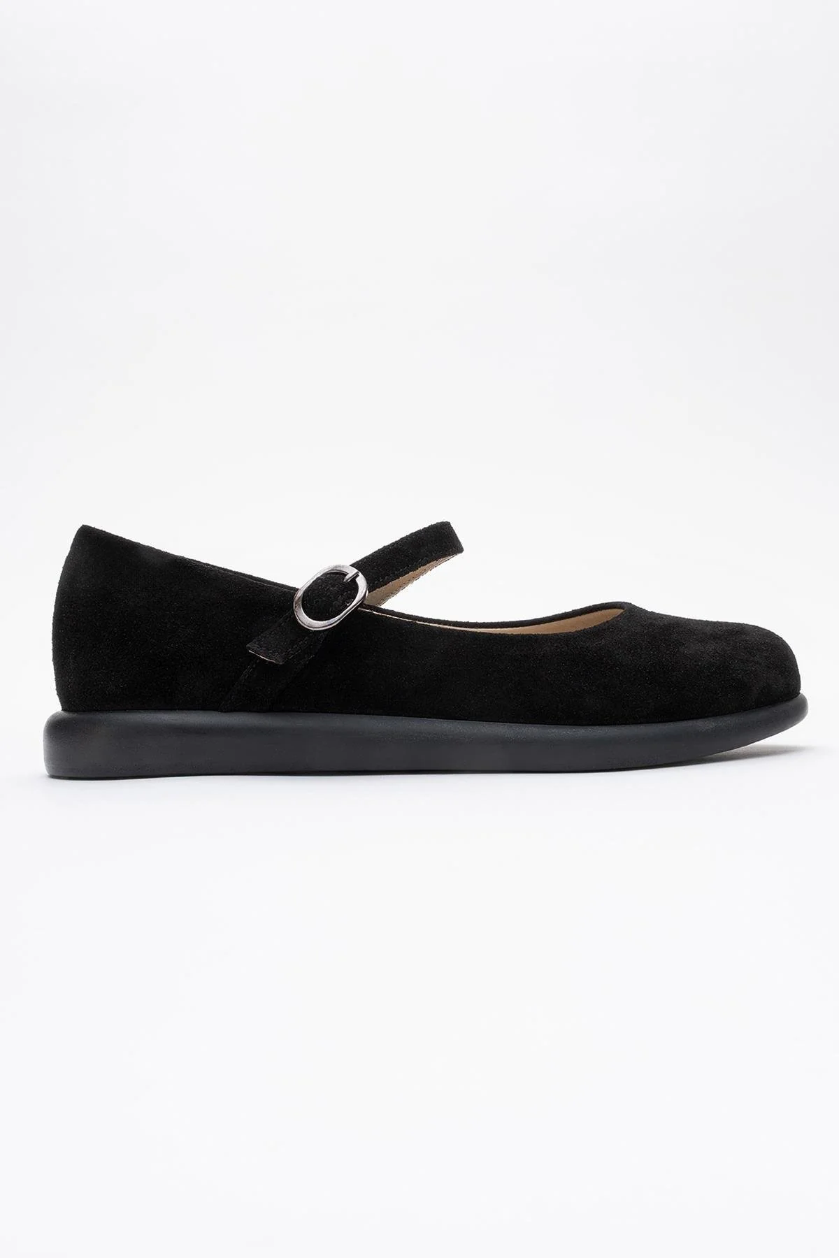 ANISA Black Suede Leather Strap Flat (Women) - Image 6