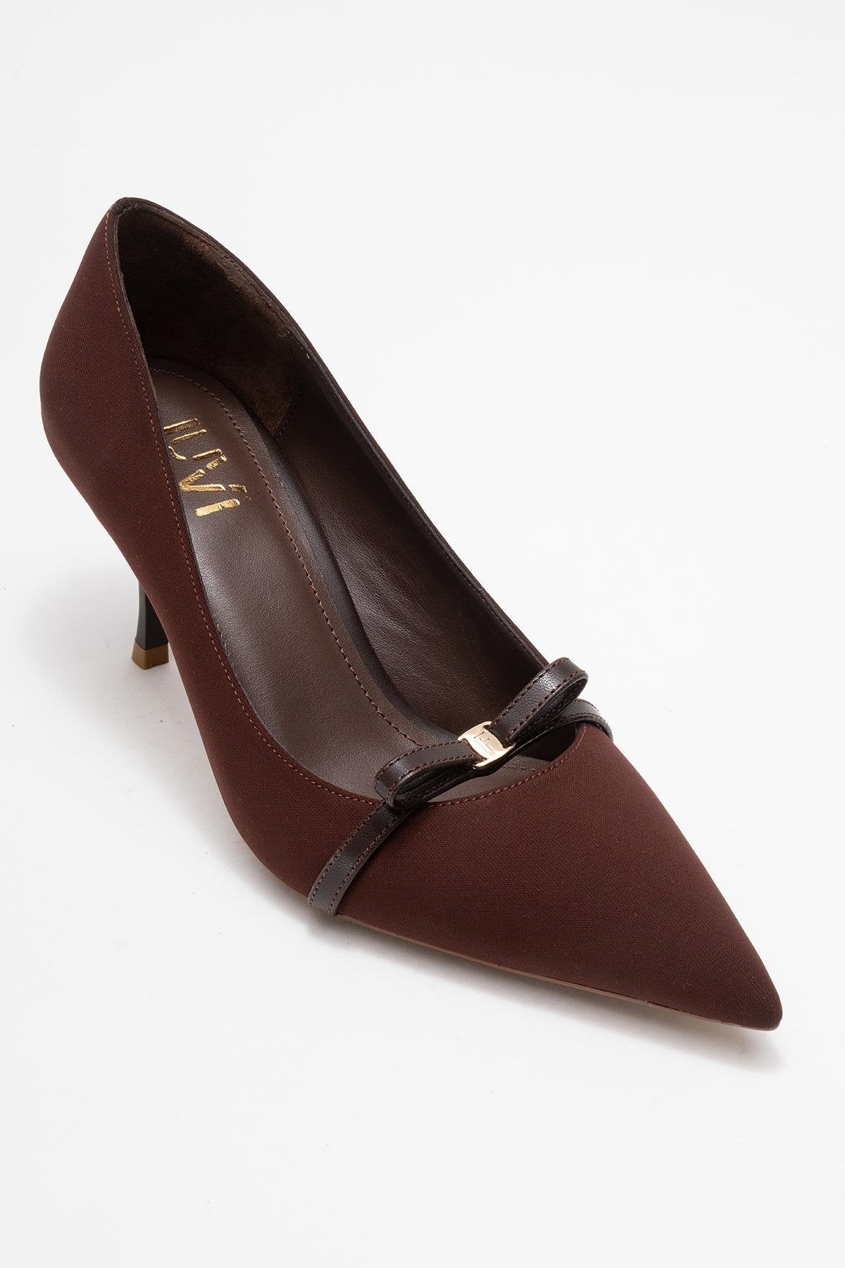 Annie - Brown Bow Heeled Shoe (Women) - Image 3