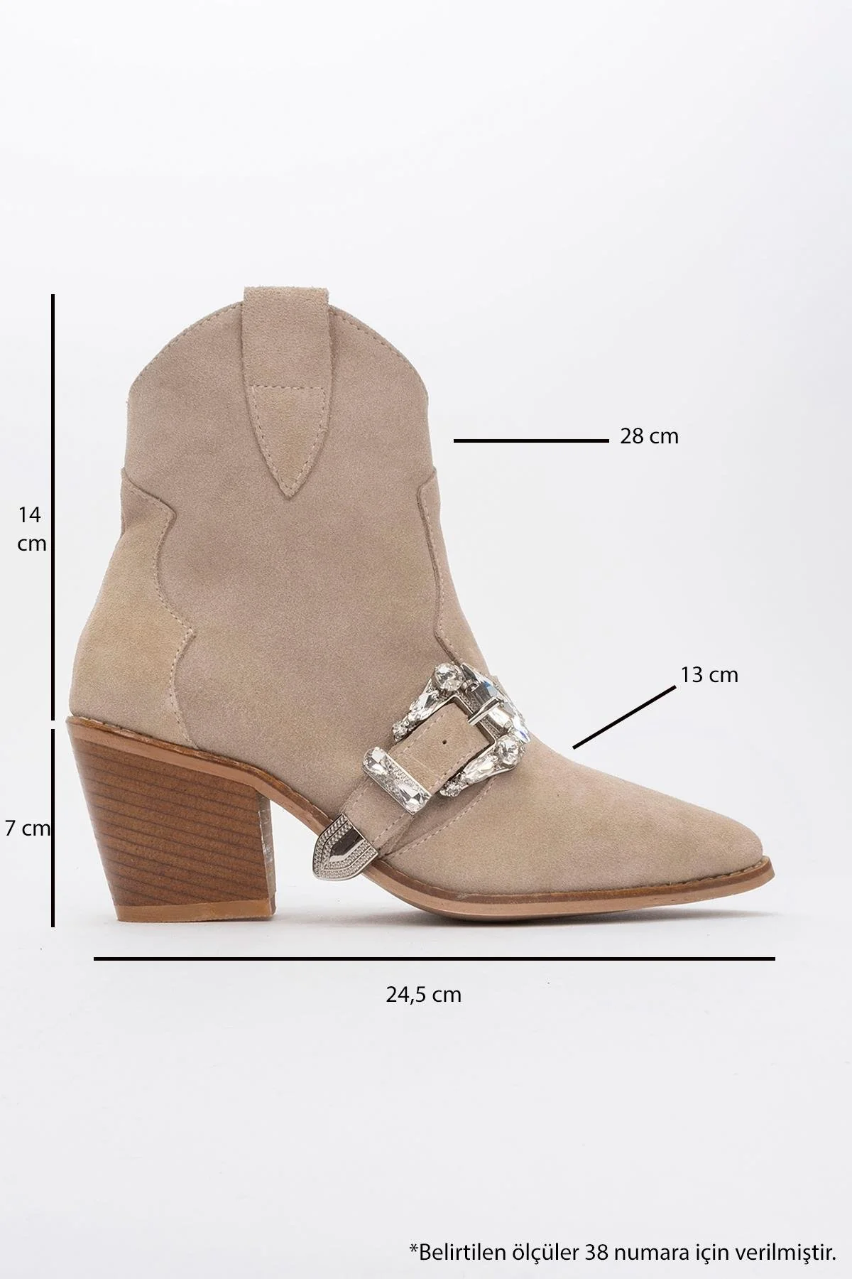 Any Beige Leather Jeweled Boot (Women) - Image 4