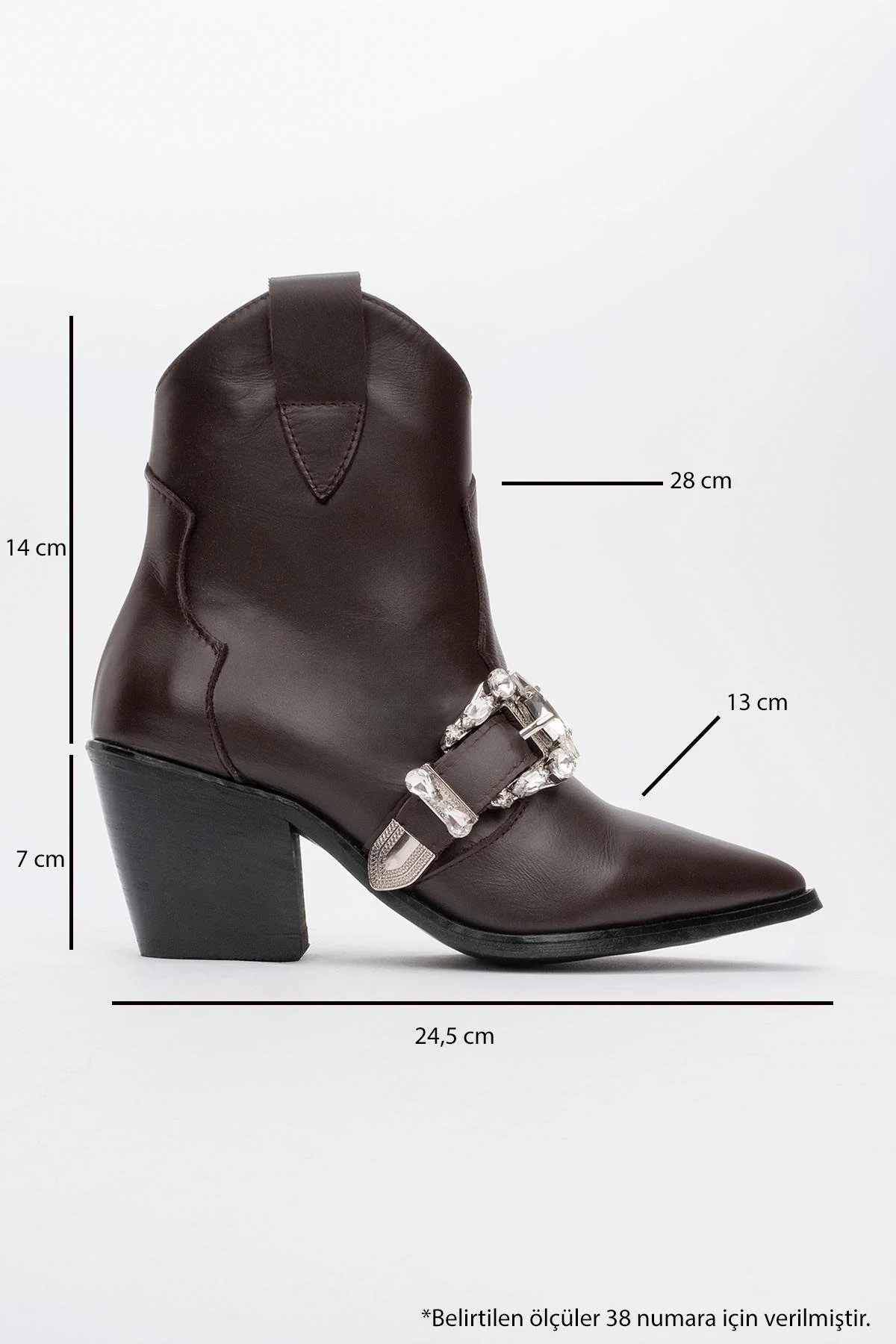 Any Brown Leather Jeweled Boot (Women) - Image 4