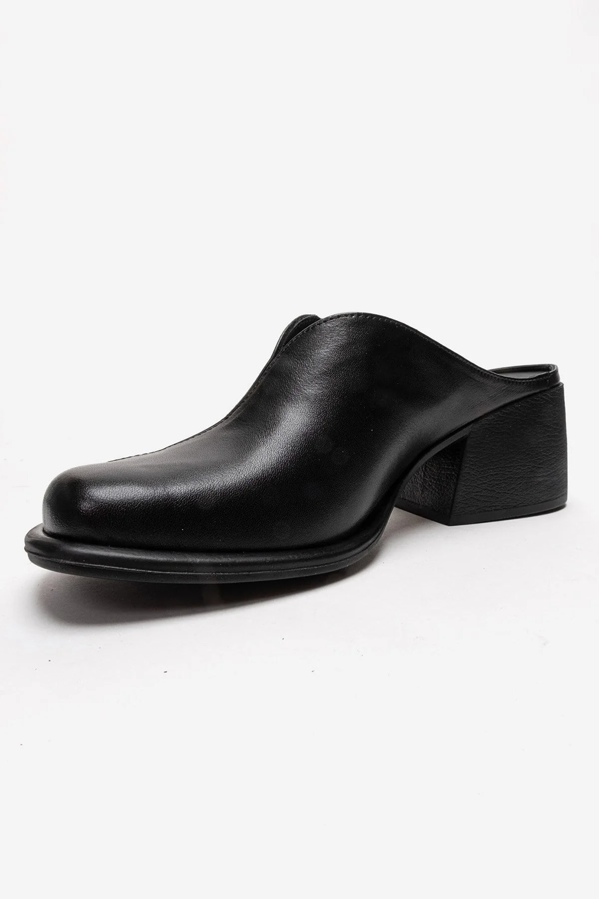 Ardent - Black Genuine Leather Block Heel Mule (Women) - Image 6