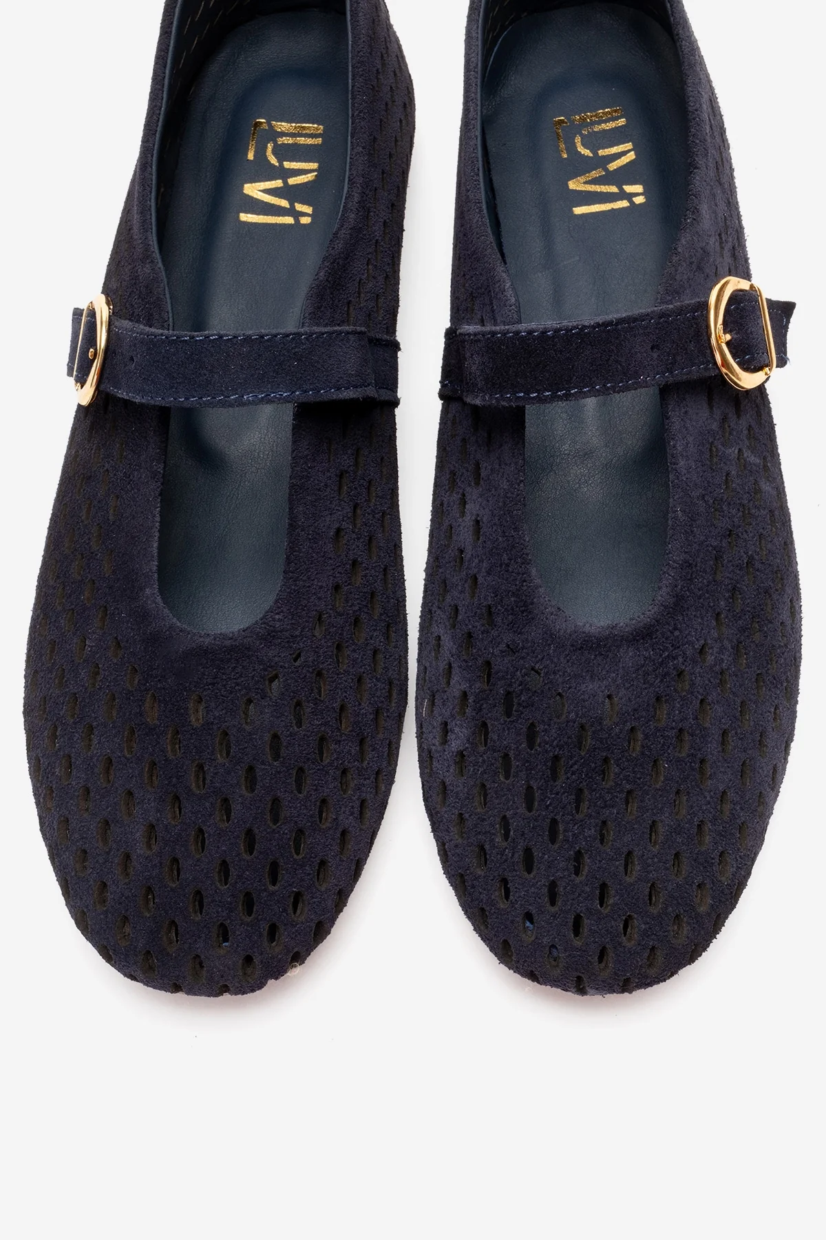 ARİAN - Navy Genuine Suede Leather Ballet Flat (Women) - Image 2