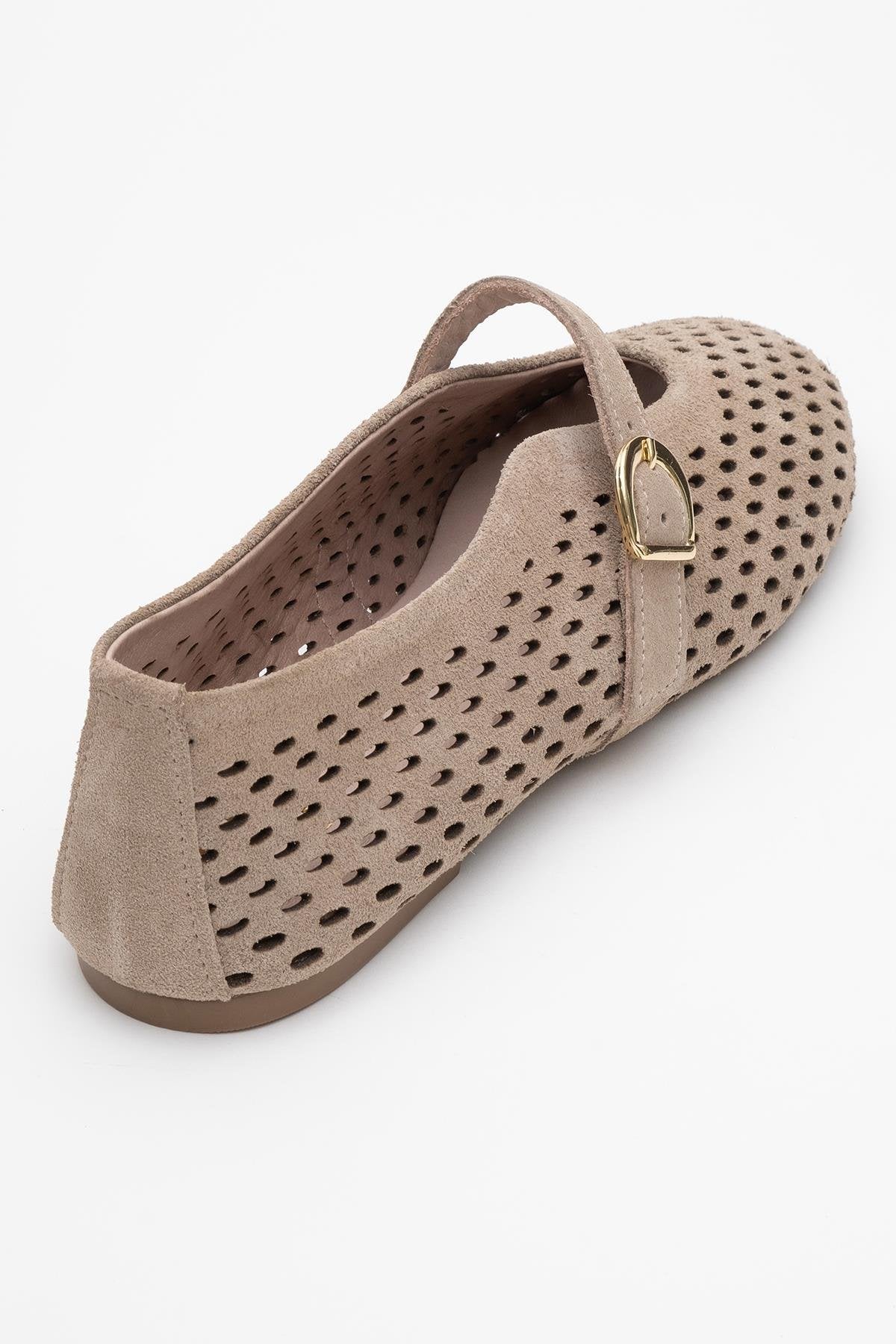 Arian Beige Suede Leather Ballet Flat (Women) - Image 5
