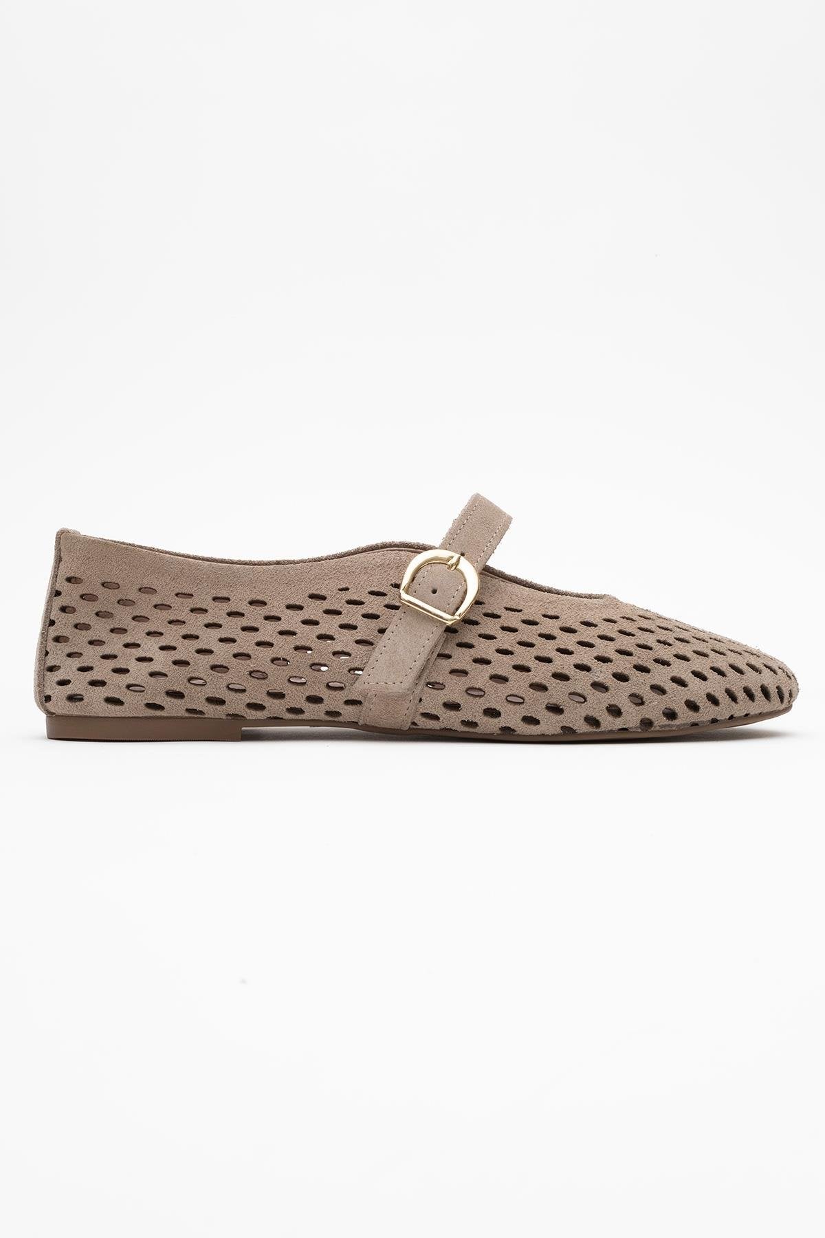 Arian Beige Suede Leather Ballet Flat (Women) - Image 6
