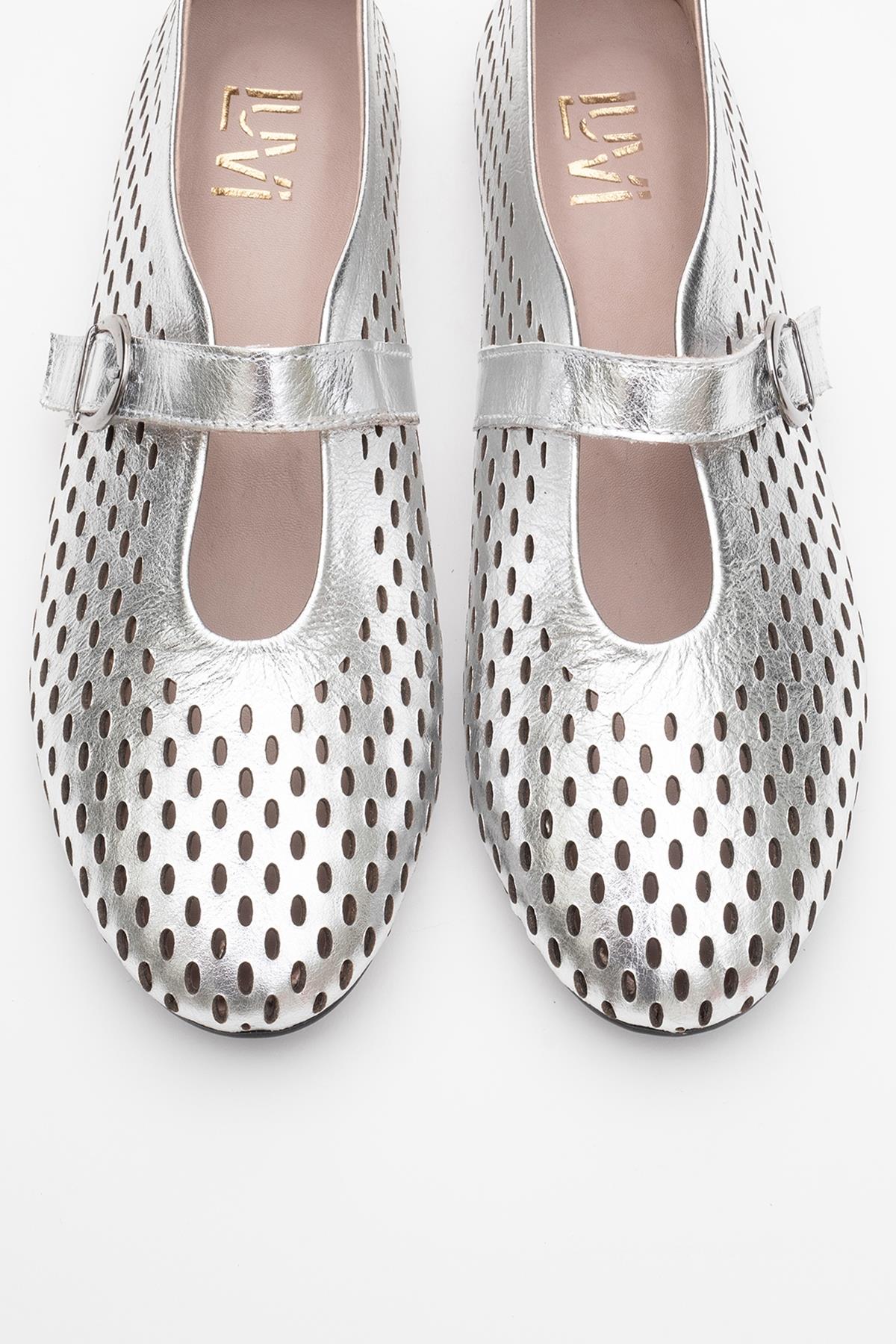 Arian Silver Leather Ballet Flat (Women) - Image 2