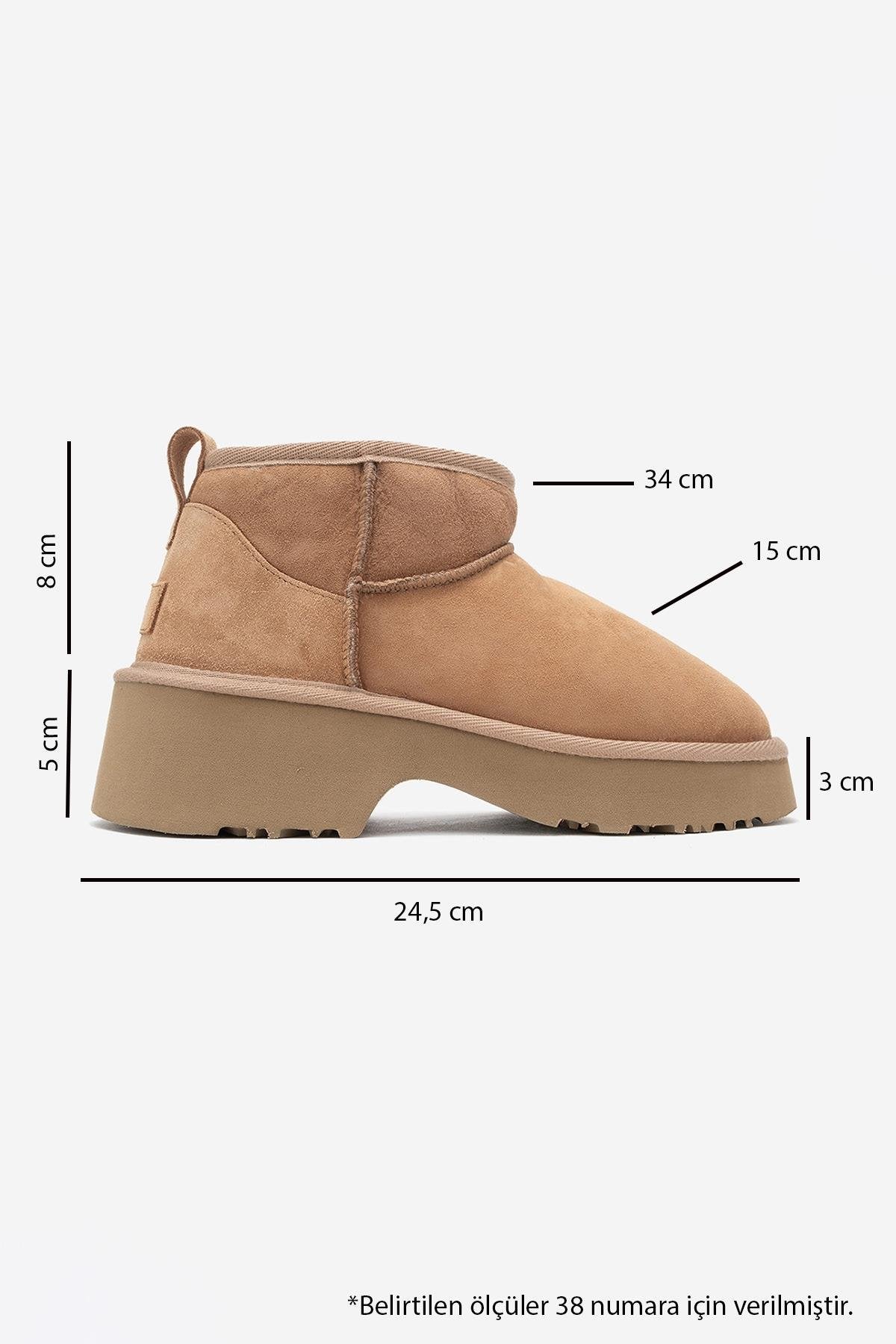 Ary - Tan Suede Fur-Lined Genuine Leather Platform Ankle Boot (Women) - Image 6