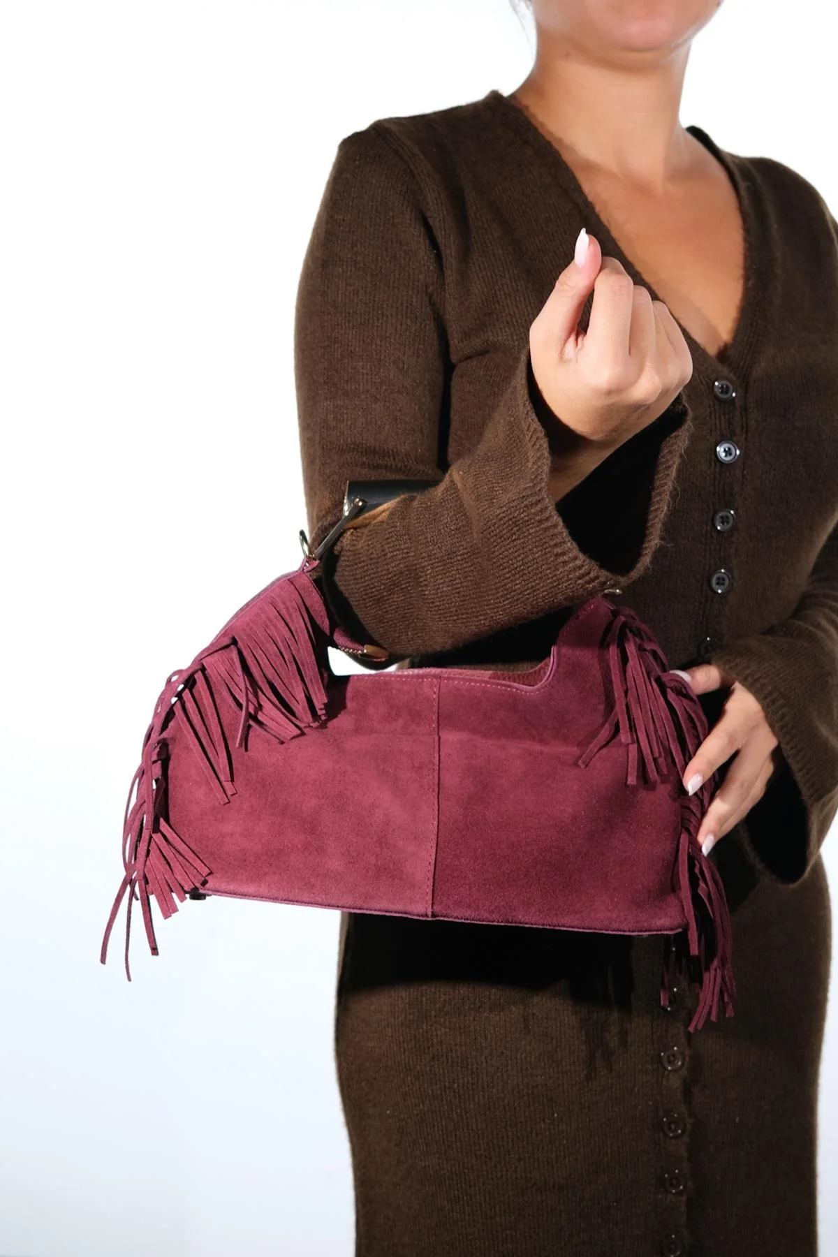 ASTREN - Burgundy Genuine Leather Shoulder Bag (Women) - Image 2
