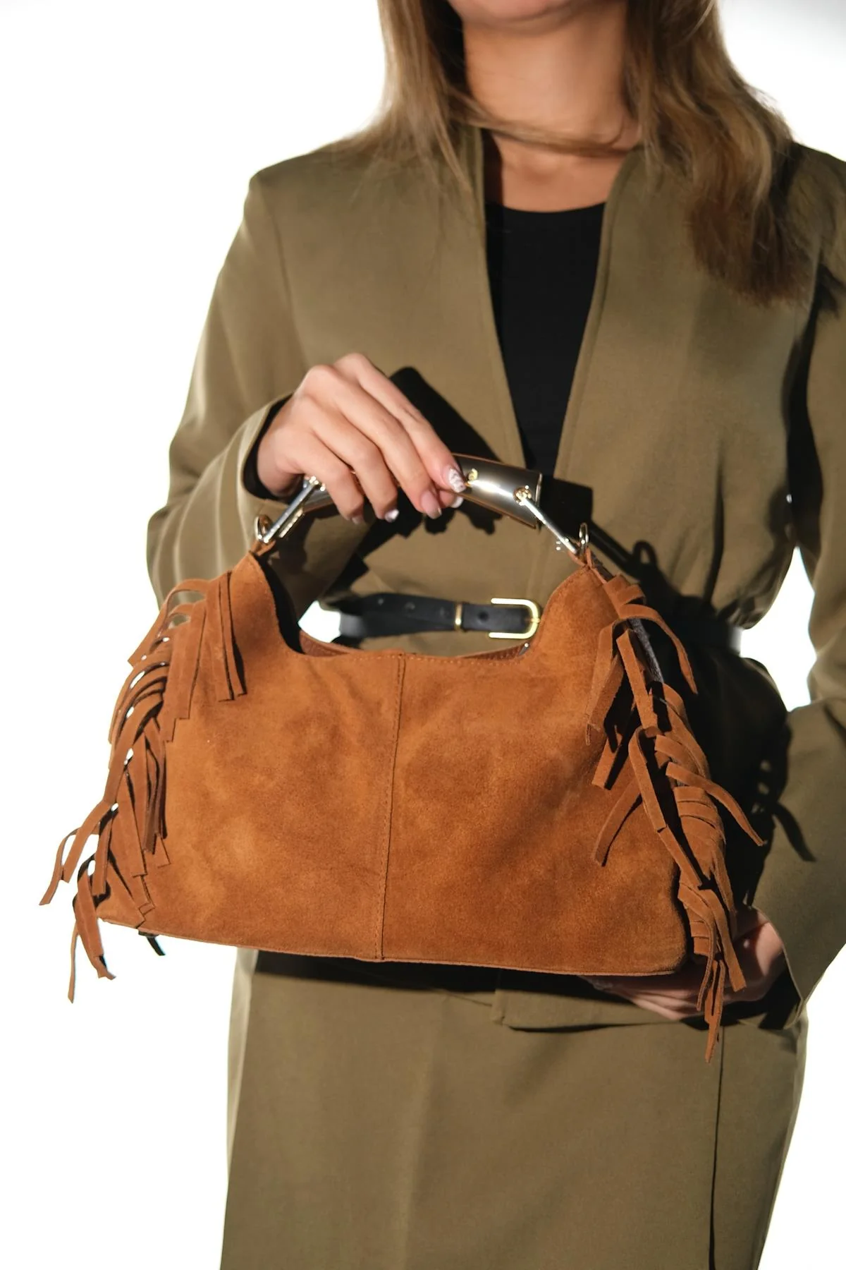 ASTREN - Cognac Genuine Suede Leather Shoulder Bag (Women) - Image 4