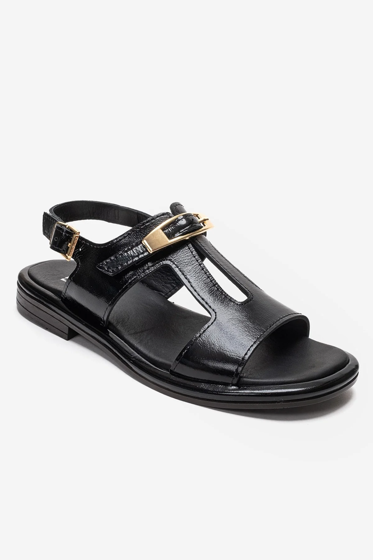 Auren - Black Genuine Leather Ankle-Strap Sandal (Women) - Image 3