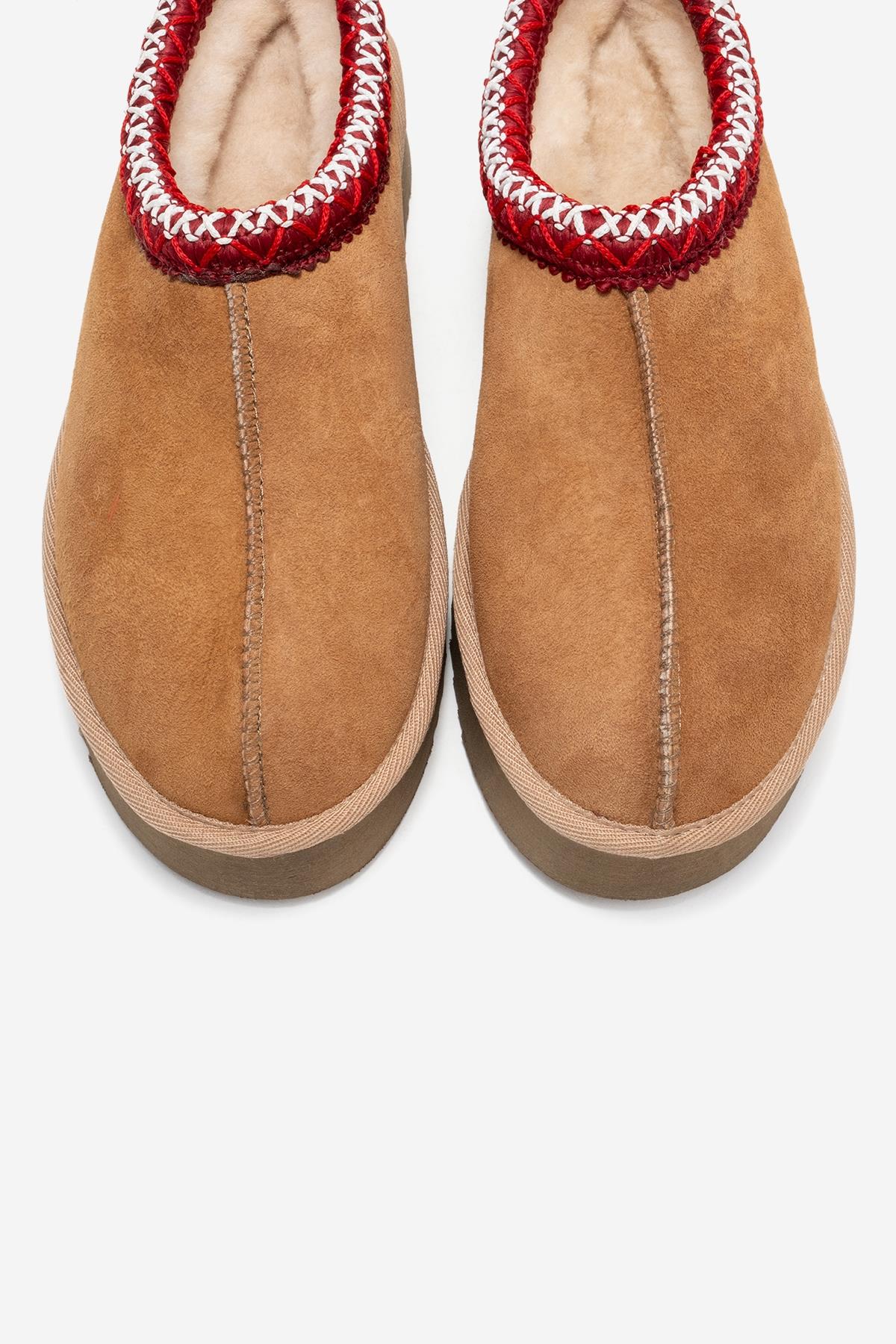Avelia - Cognac Suede Genuine Leather Thick-Soled Winter Slipper (Women) - Image 2