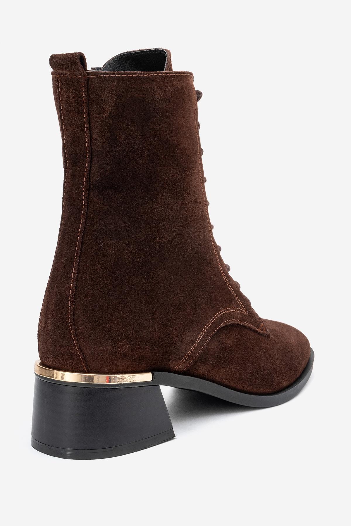 Avia - Brown Suede Genuine Leather Block Heel Ankle Boot (Women) - Image 5