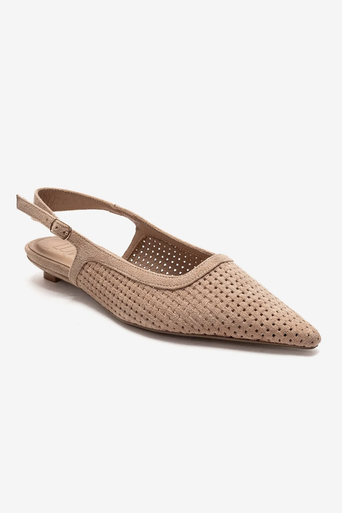AVIVA - Beige Genuine Leather Pointed Toe Low Block Heel Pump (Women) - Image 3
