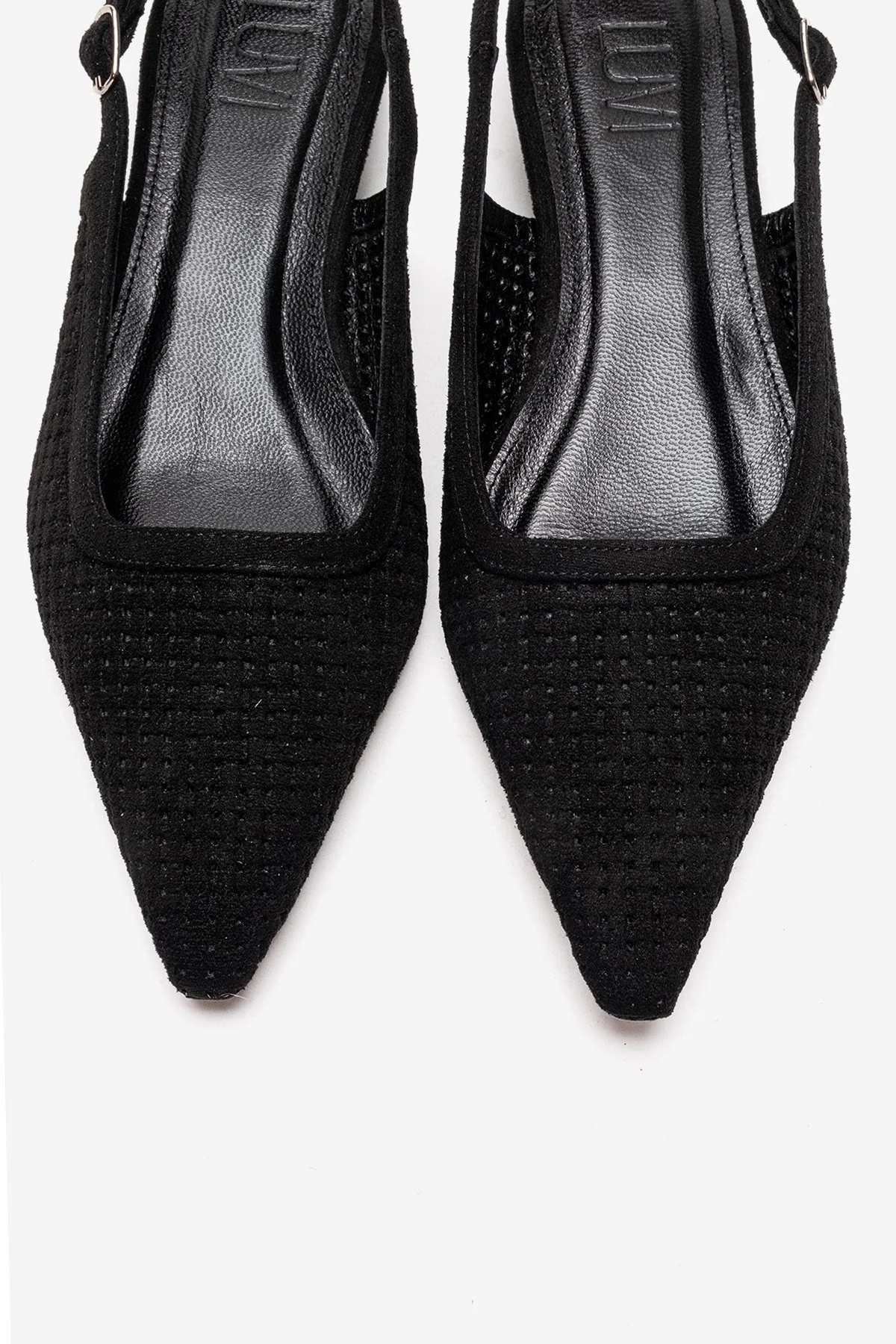 AVIVA - Black Genuine Leather Pointed Toe Low Block Heel Pump (Women) - Image 2