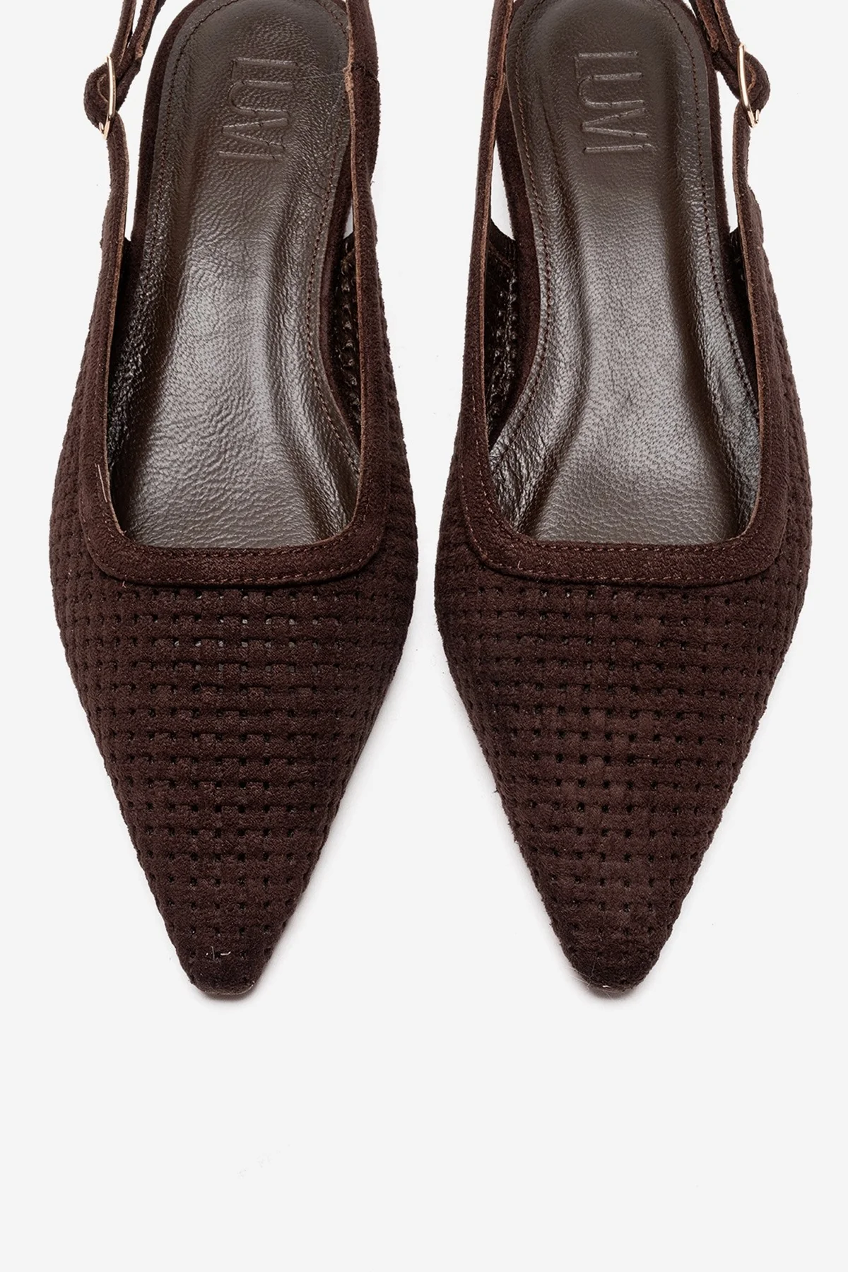 AVIVA - Brown Genuine Leather Pointed Toe Low Block Heel Pump (Women) - Image 2