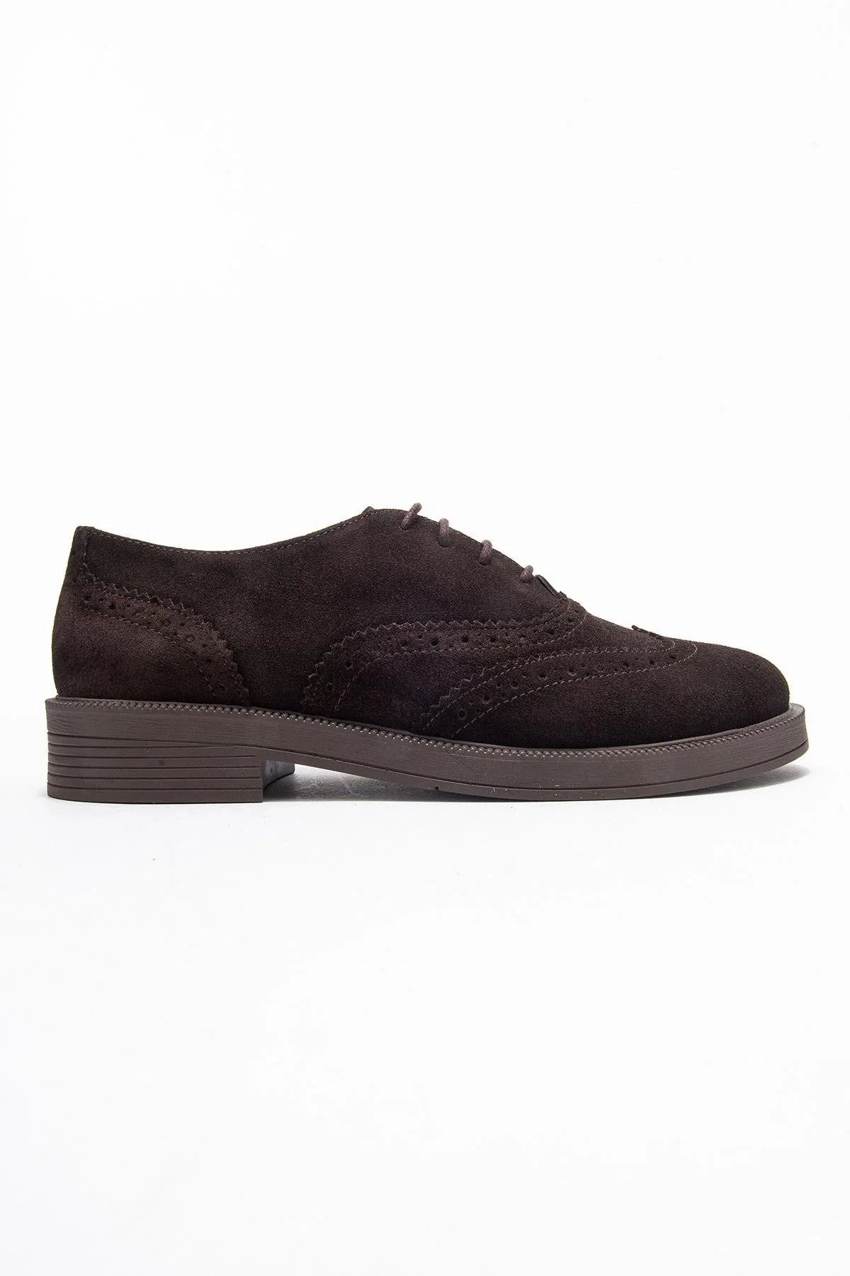 Avra - Brown Suede Genuine Leather Oxford Shoe (Women) - Image 6