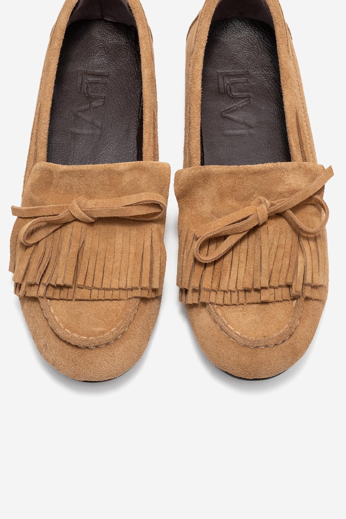 Axeli - Taupe Suede Genuine Leather Bow Tassel Loafer (Women) - Image 2