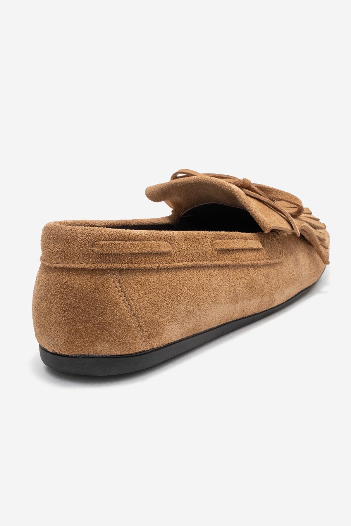 Axeli - Taupe Suede Genuine Leather Bow Tassel Loafer (Women) - Image 5