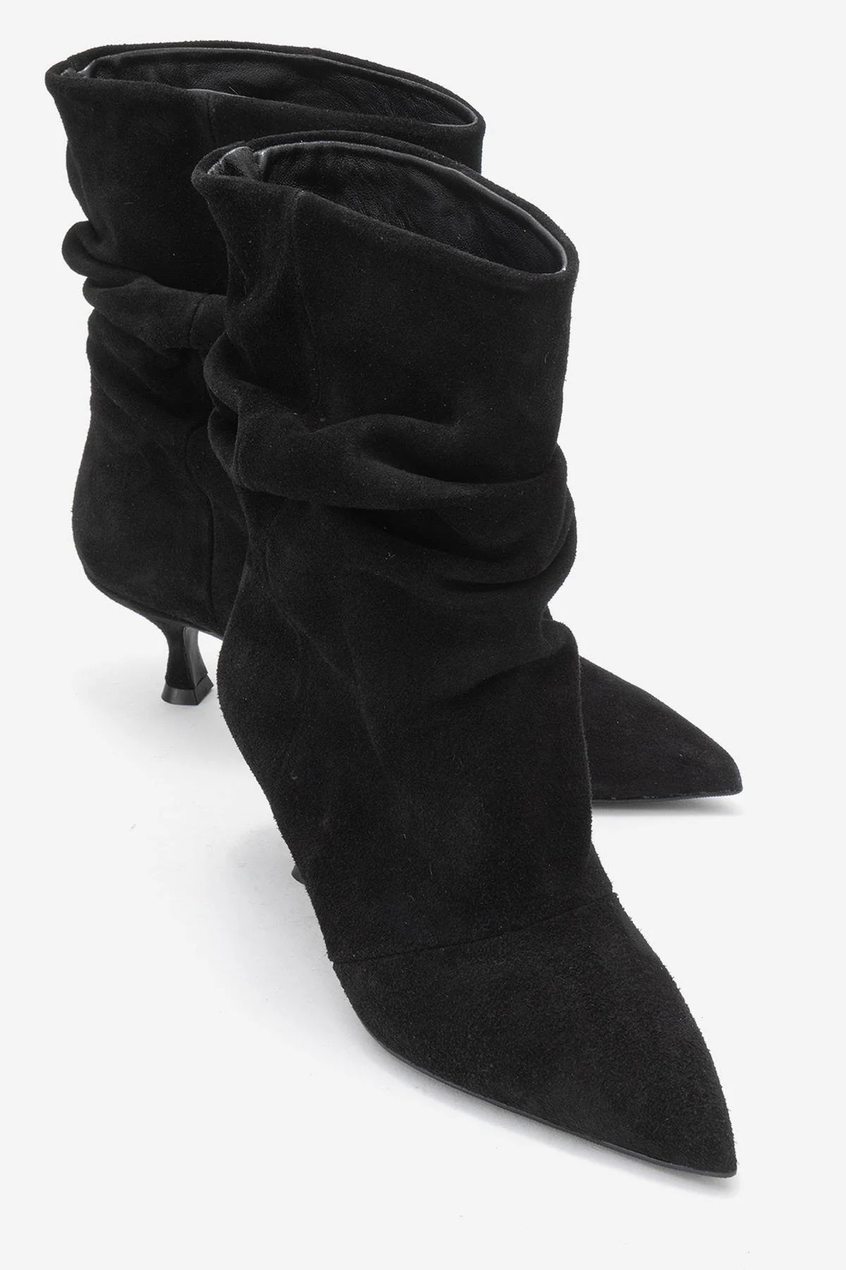 Balei - Black Suede Genuine Leather Short Heel Boot (Women)