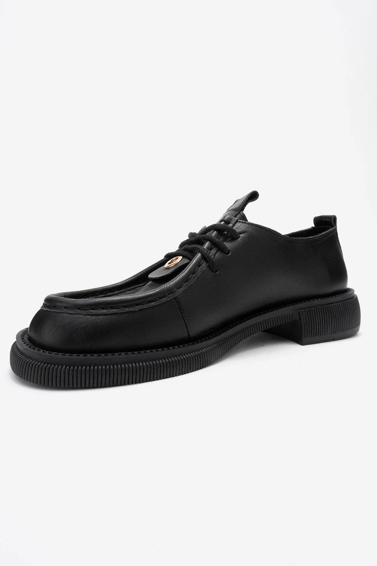 Band - Black Genuine Leather Lace-Up Loafer (Women) - Image 4