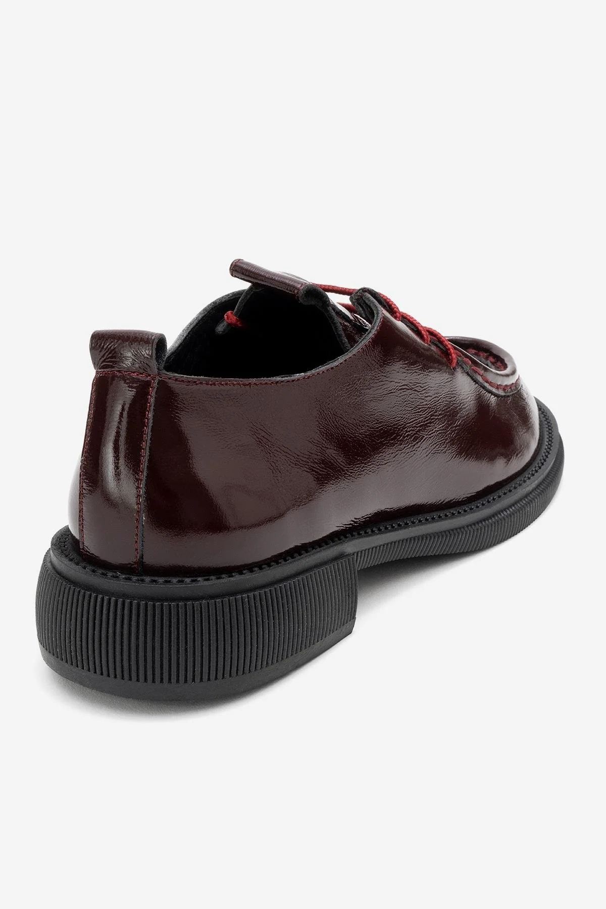 Band - Burgundy Crinkled Patent Genuine Leather Lace-Up Loafer (Women) - Image 5