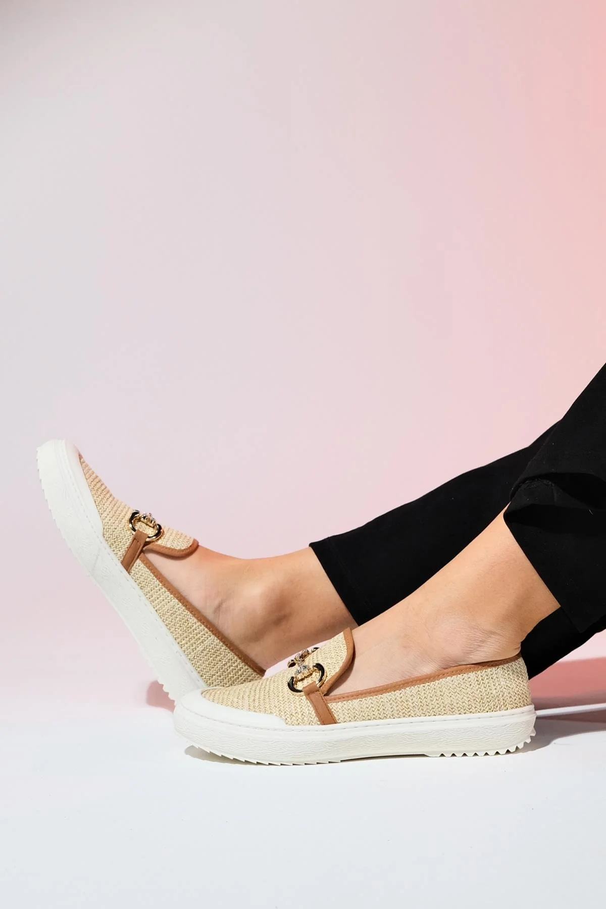 Barcelos - Beige Straw Buckle Loafer (Women) - Image 6
