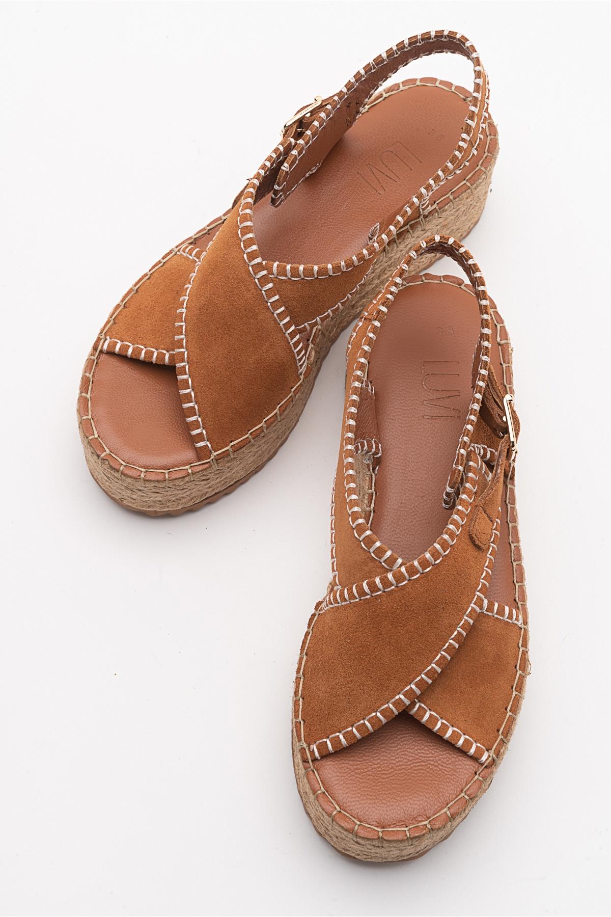 Bellezza - Cognac Brown Suede Leather Platform Sandal (Women) - Image 2