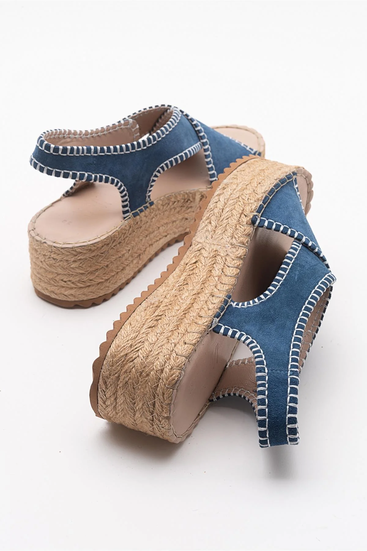 Bellezza - Navy Suede Leather Platform Sandal (Women) - Image 4