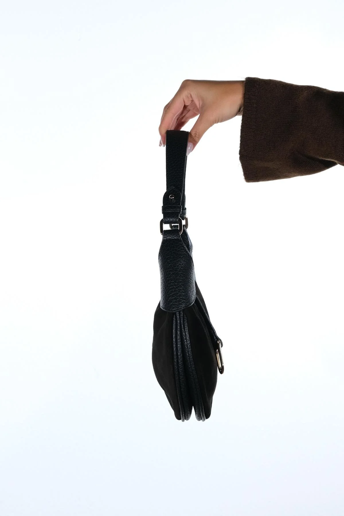 Bexley - Black Genuine Suede Leather Shoulder Bag (Women) - Image 4