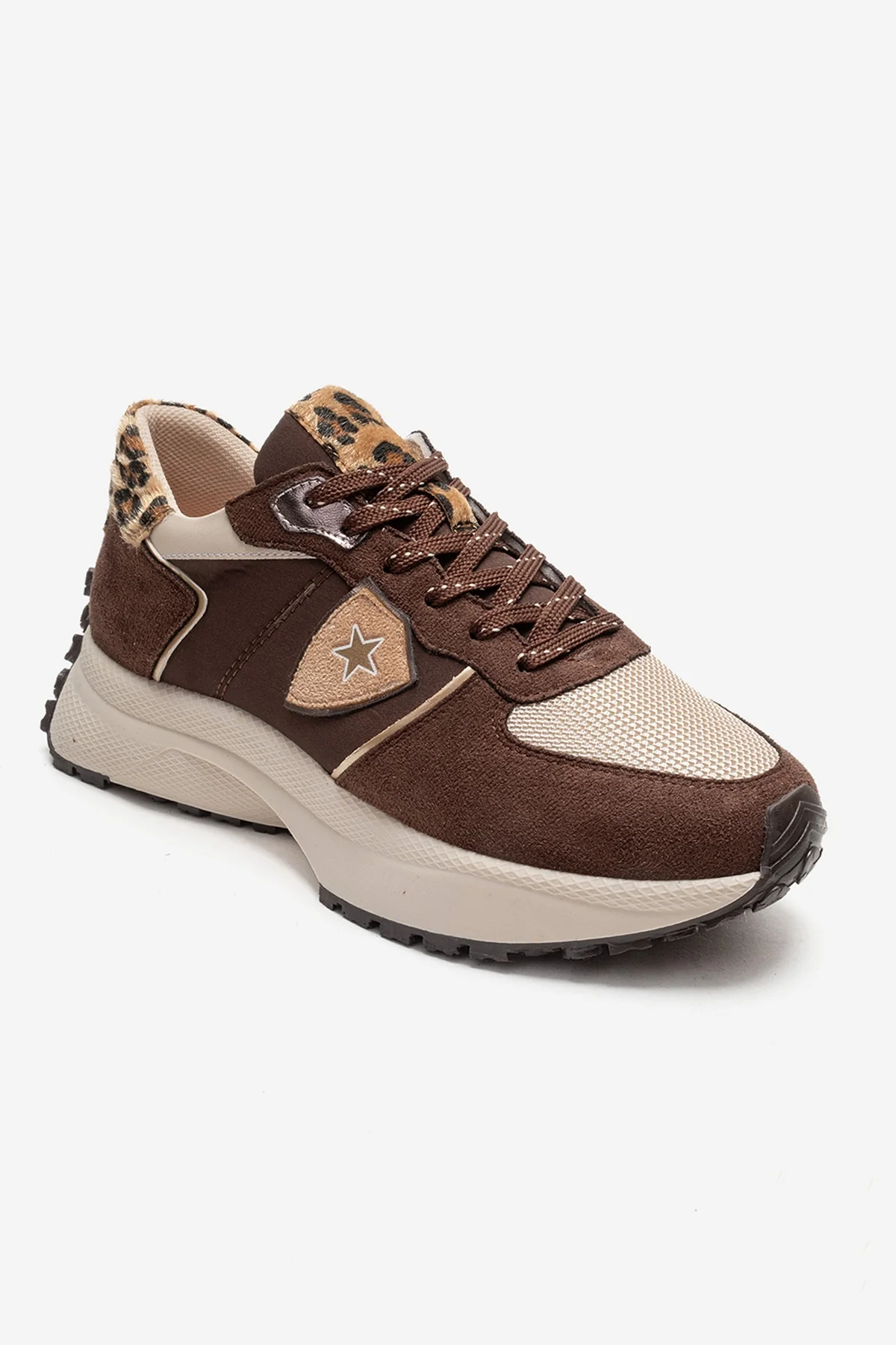 BIELLA - Brown Suede-Textured Genuine Leather Sneaker (Women) - Image 3
