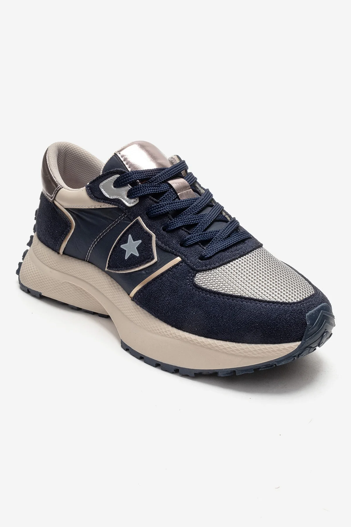 BIELLA - Navy Suede Genuine Leather Sneaker (Women) - Image 3