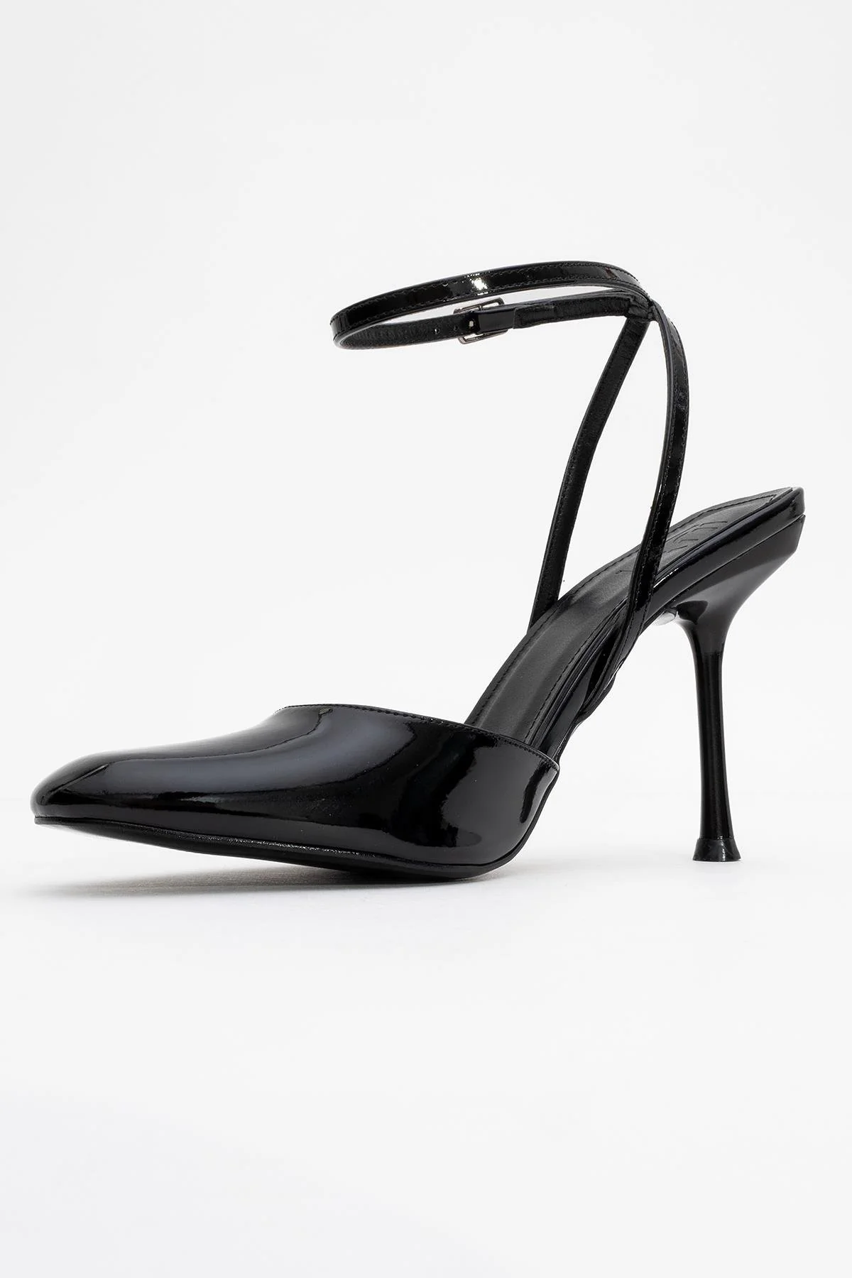 Blues - Black Patent Round Toe Ankle-Tie High Heel (Women) - Image 4
