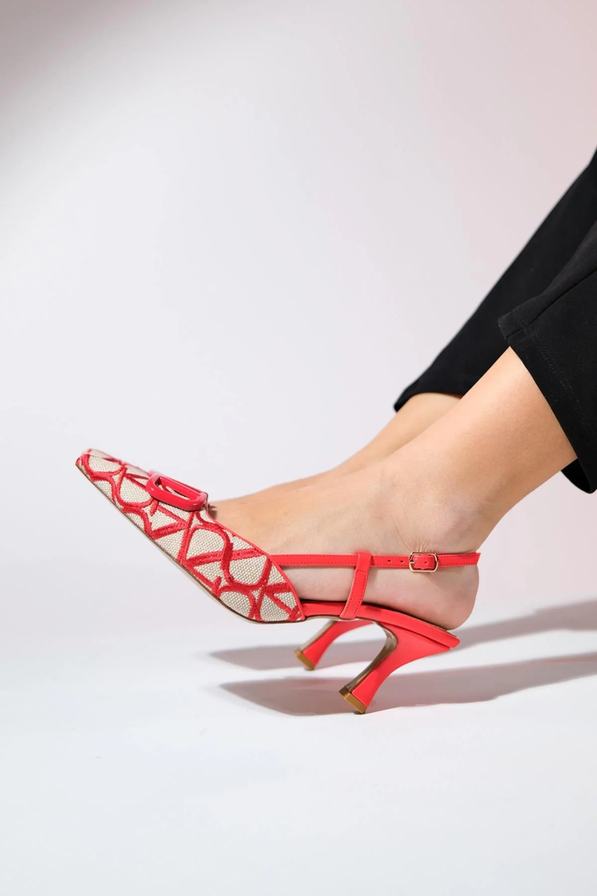 Boiro - Red Slingback Heeled Shoe (Women) - Image 4
