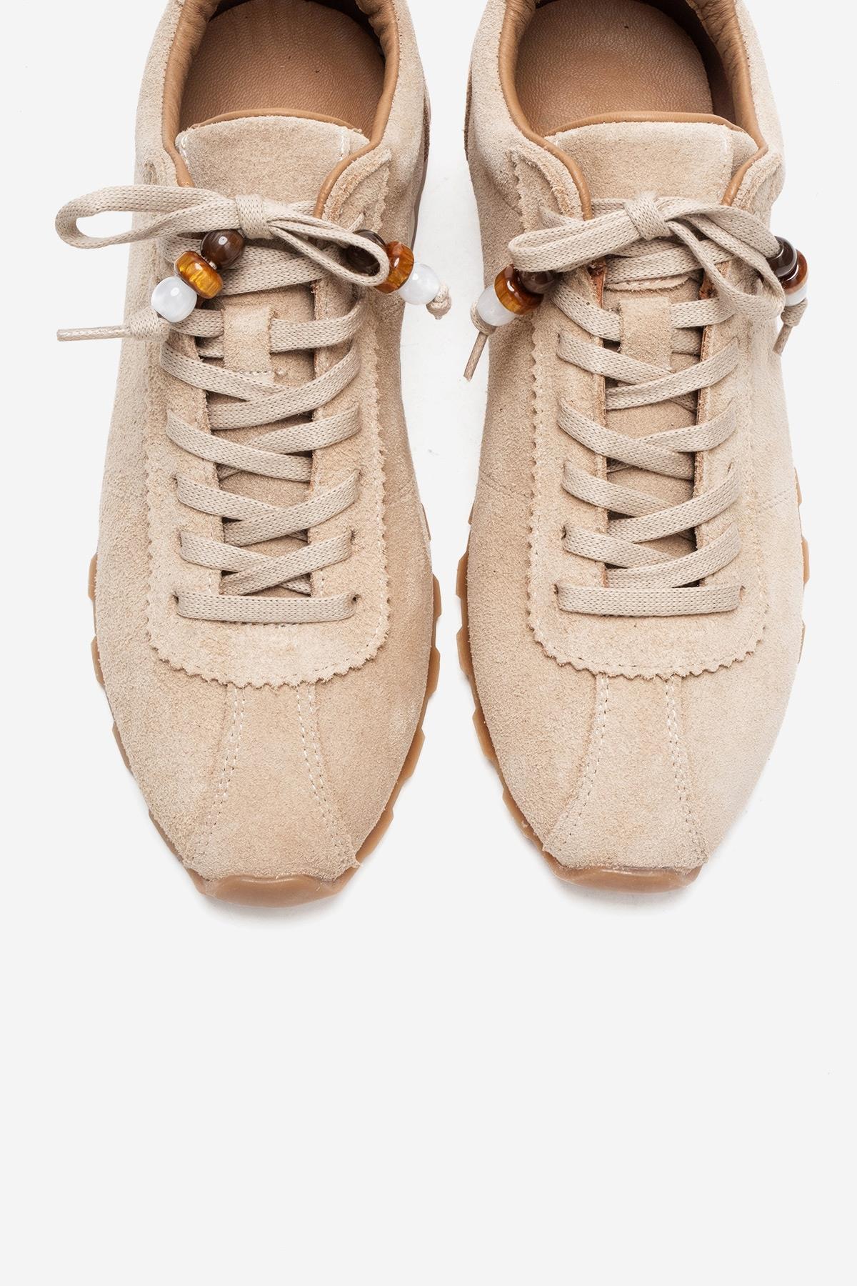 BREA - Beige Genuine Suede Leather Sneaker (Women) - Image 2
