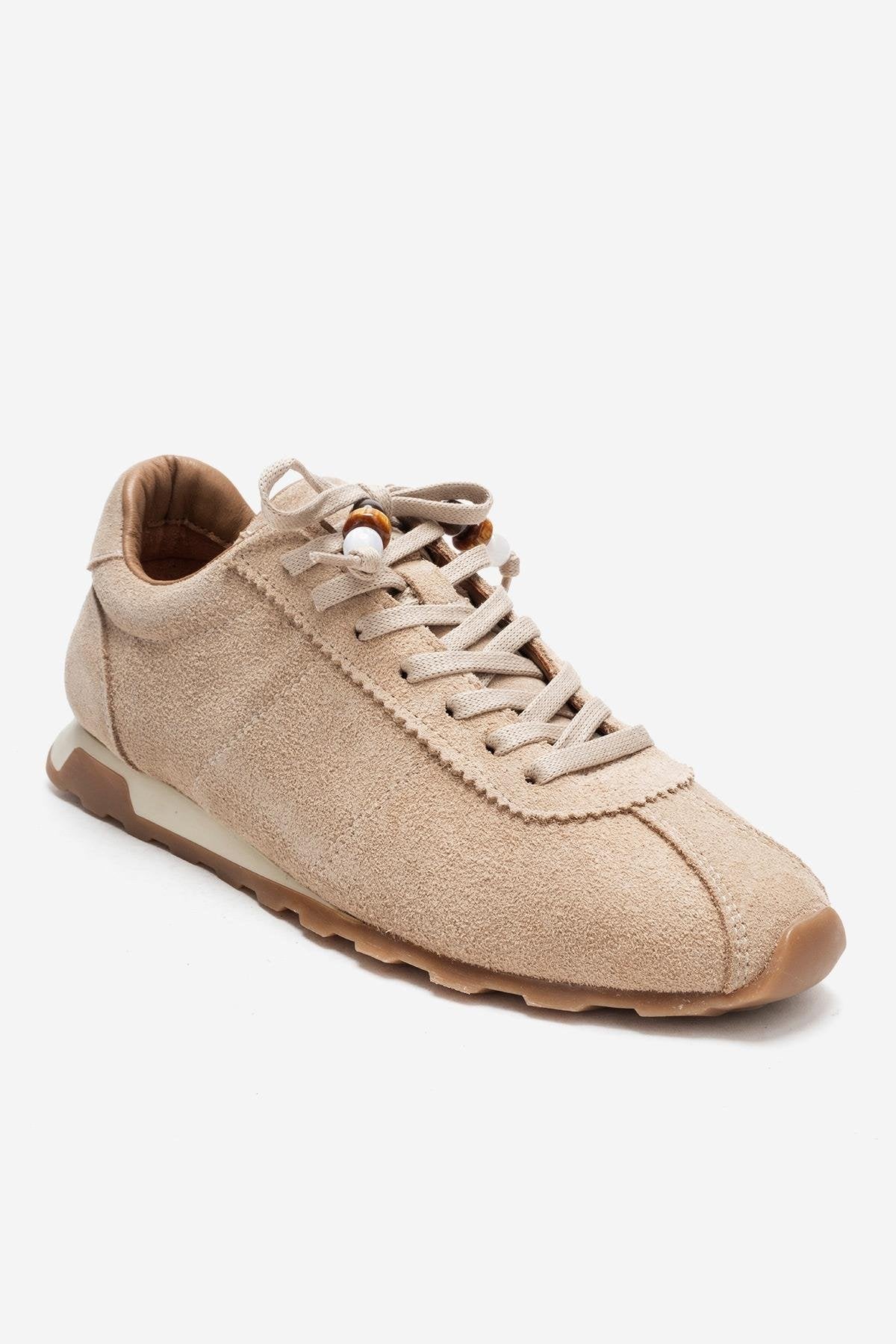 BREA - Beige Genuine Suede Leather Sneaker (Women) - Image 3