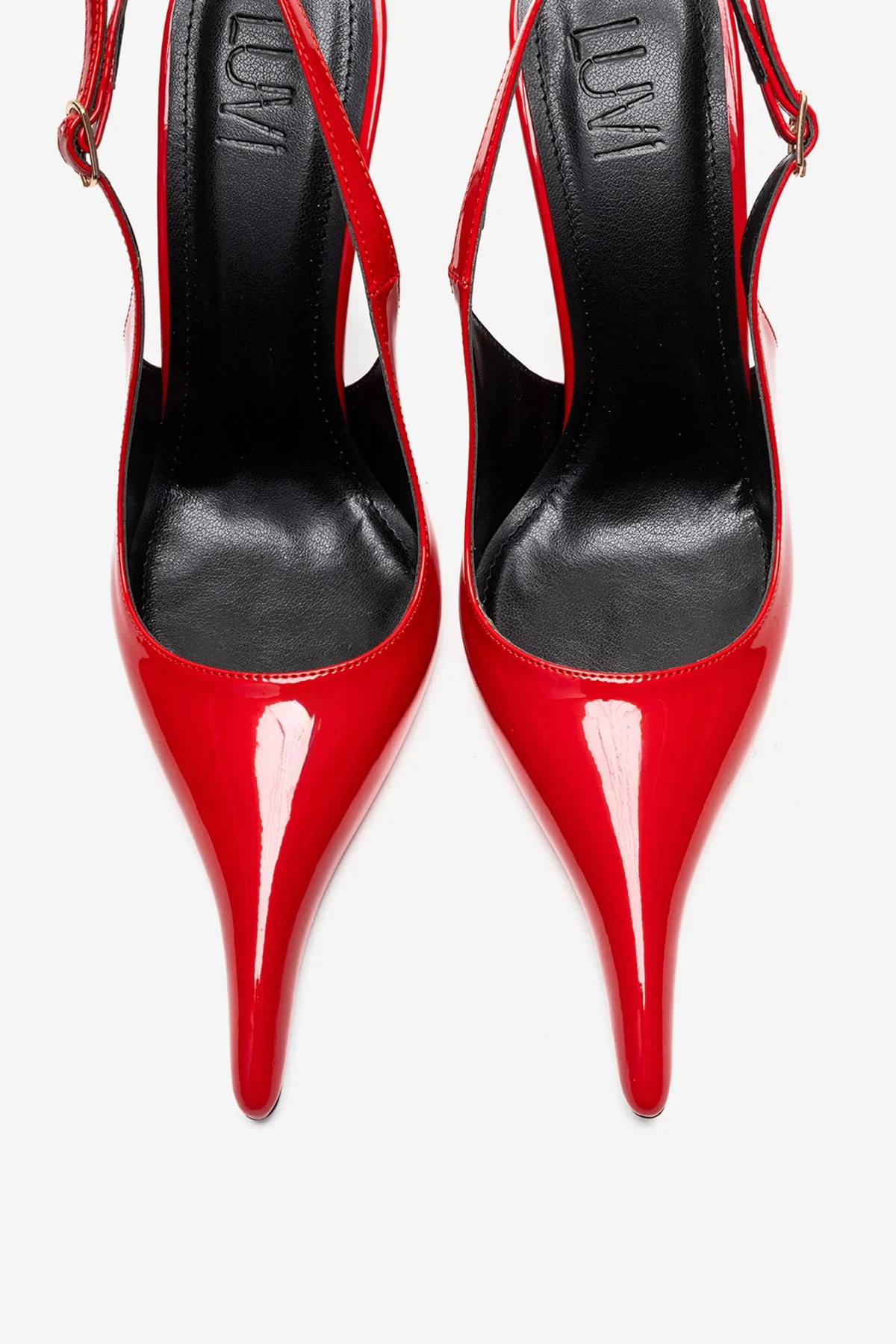 CANDY - Red Genuine Leather Patent Pointed-Toe Stiletto Pump (Women) - Image 2