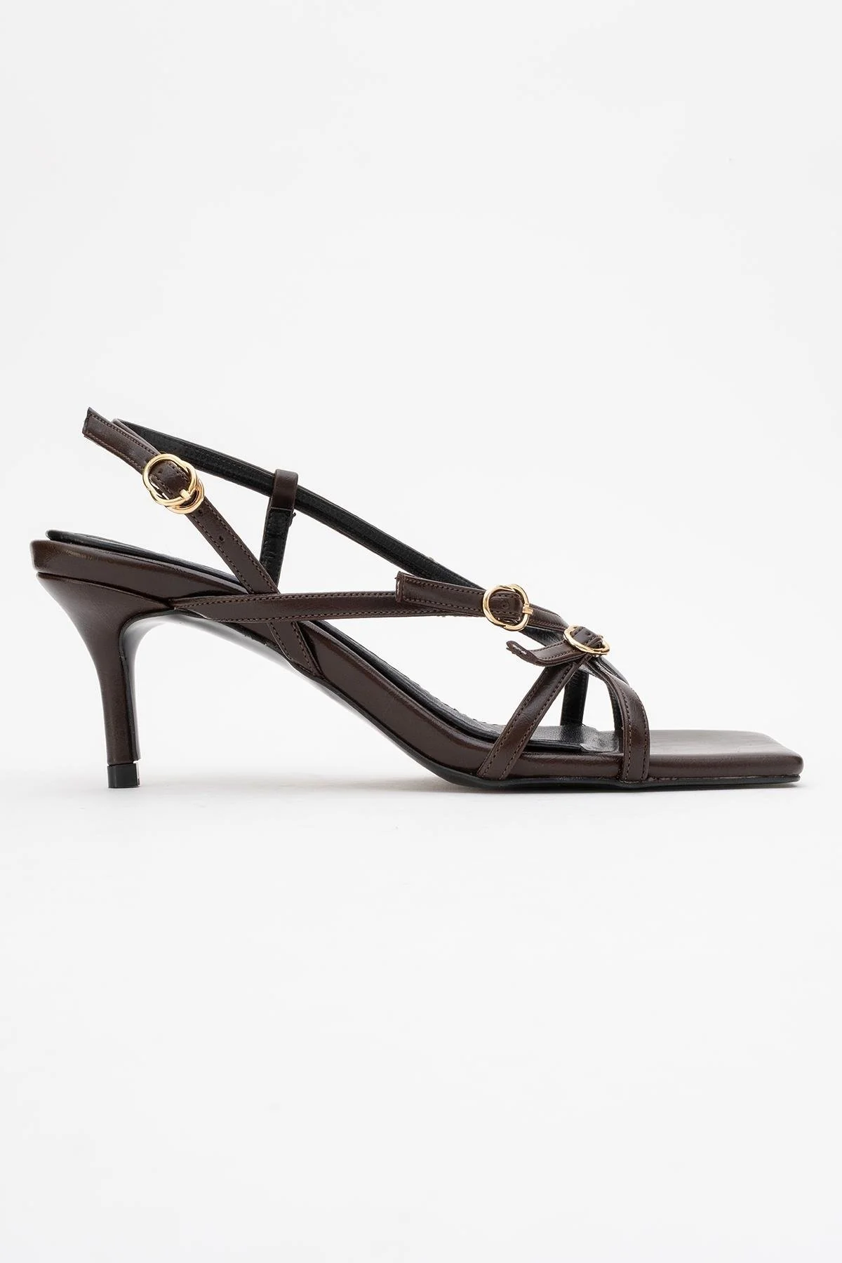 Chaka - Brown Buckle Square Toe Heeled Sandal (Women) - Image 6