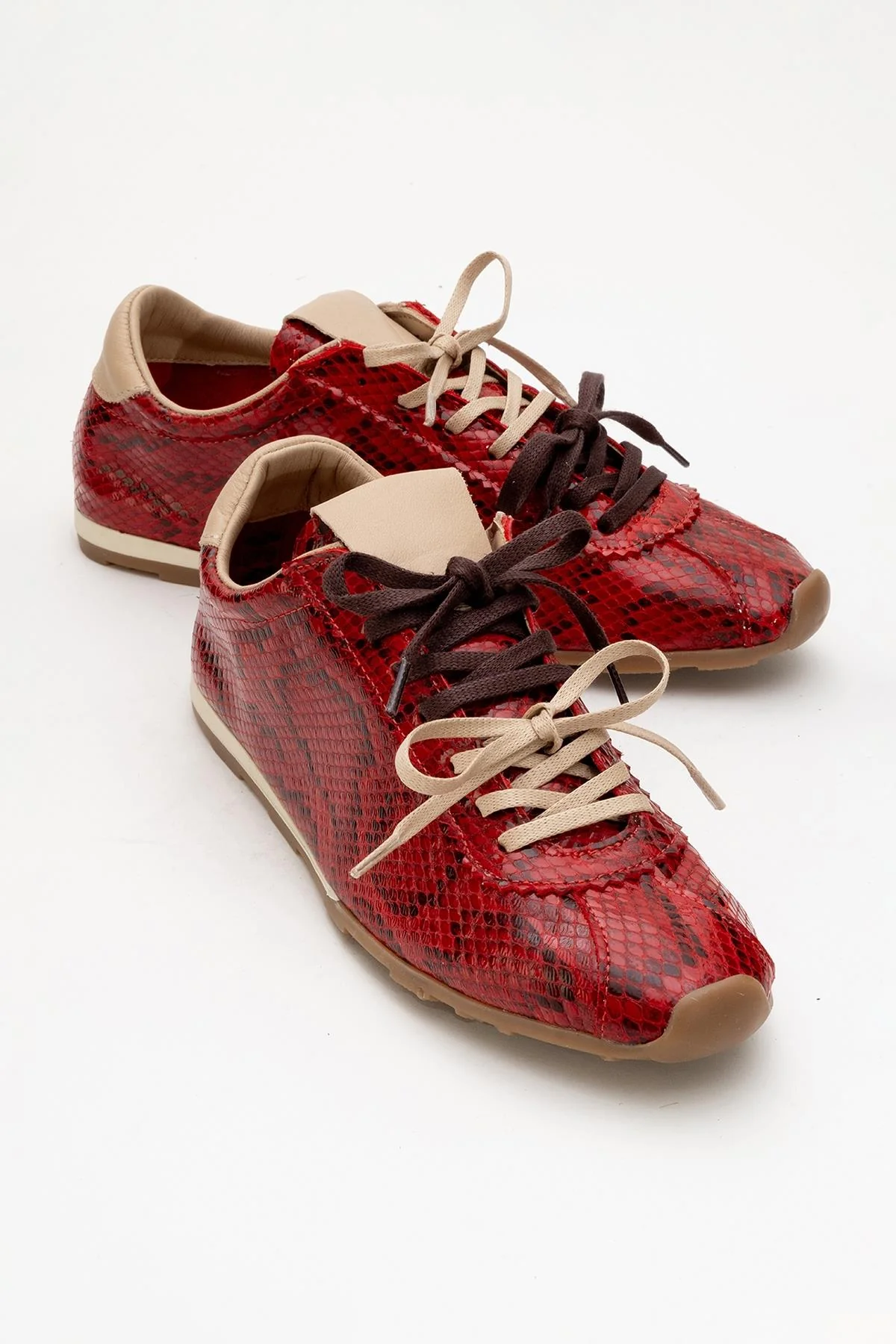 Crea - Red Leather Sneakers (Women) - Image 2
